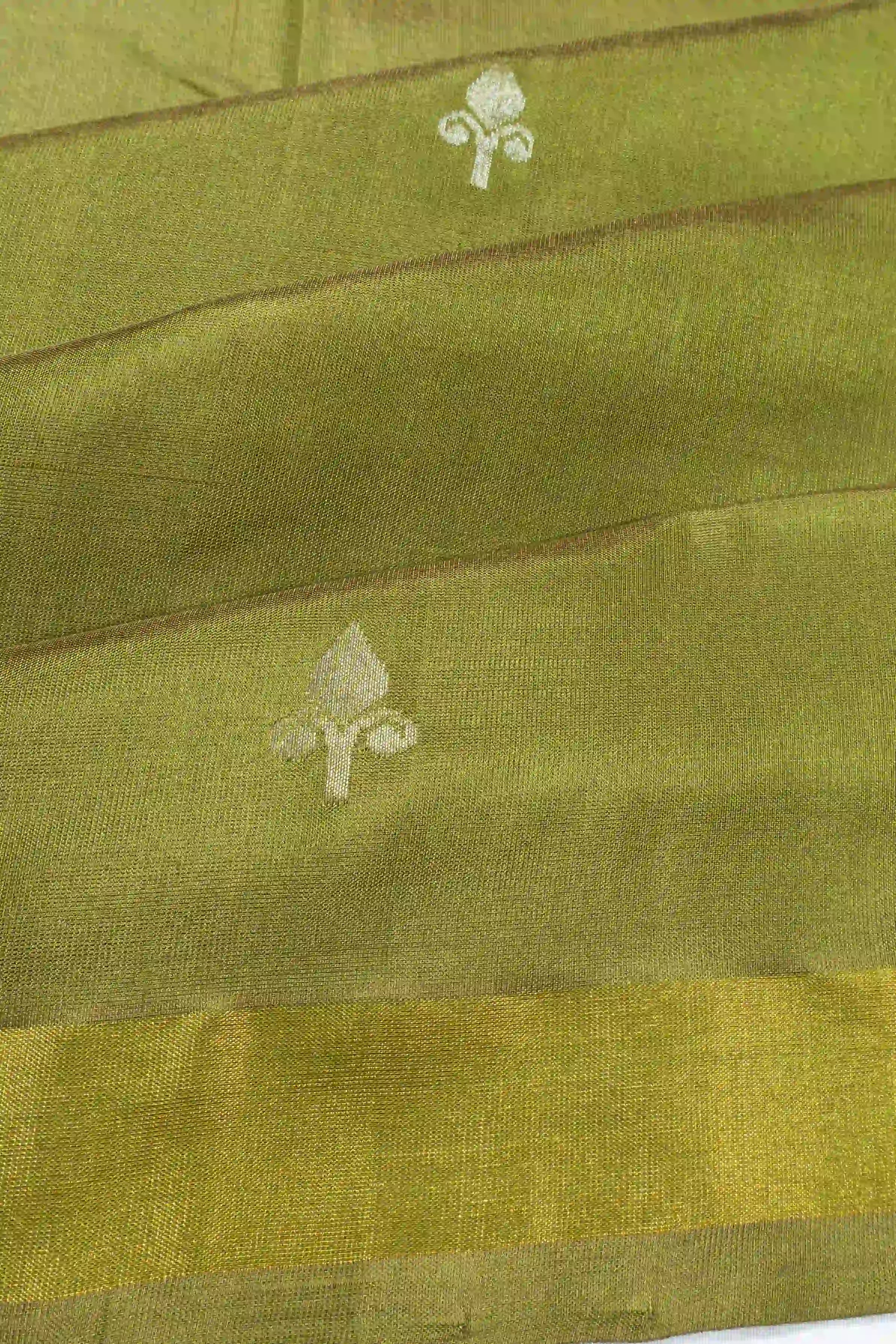 Uppada Silk Butta Mehandi Green Saree