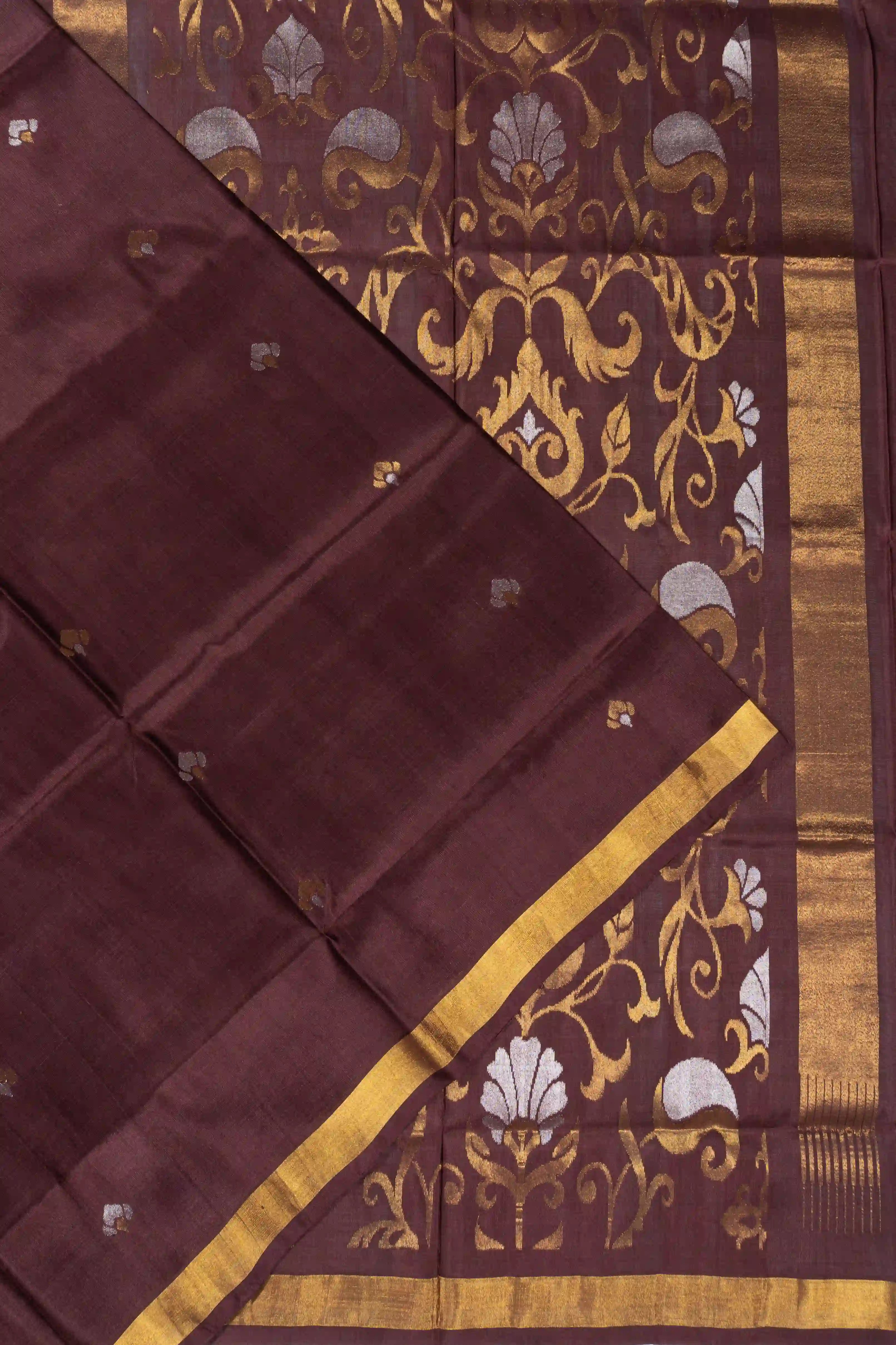Uppada Silk Butta Brown Saree