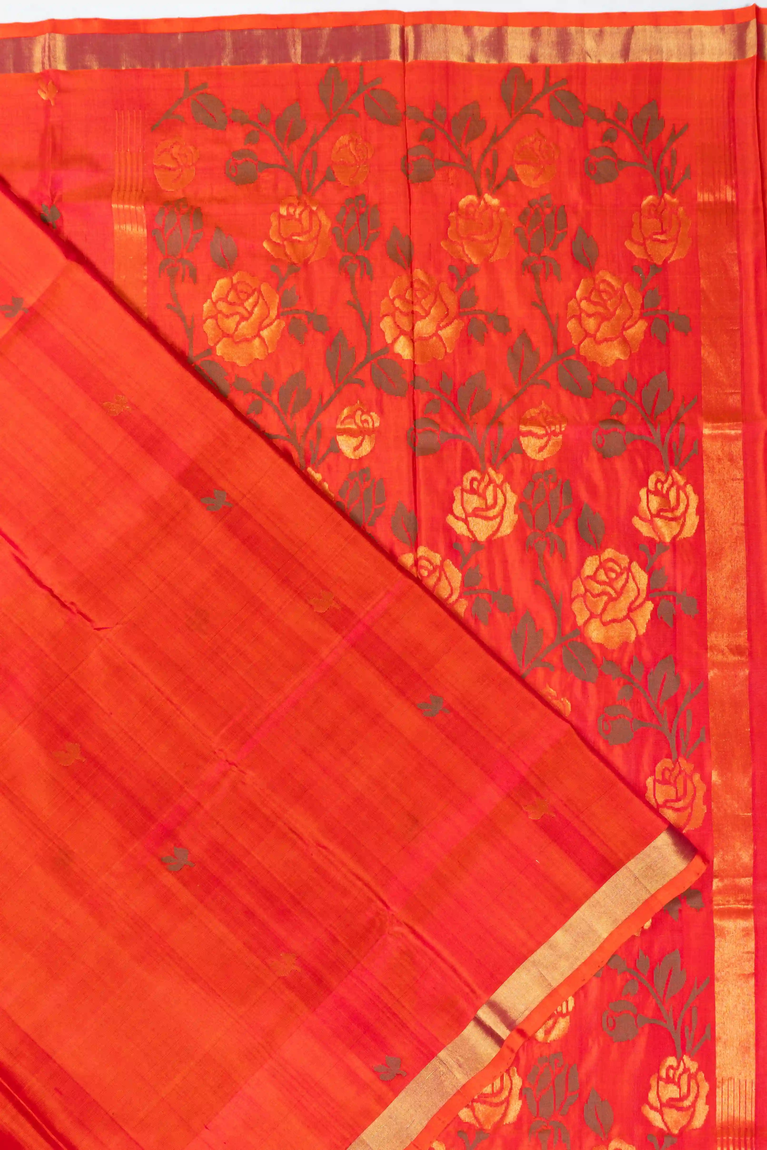 Uppada Silk Butta Burnt Orange Saree