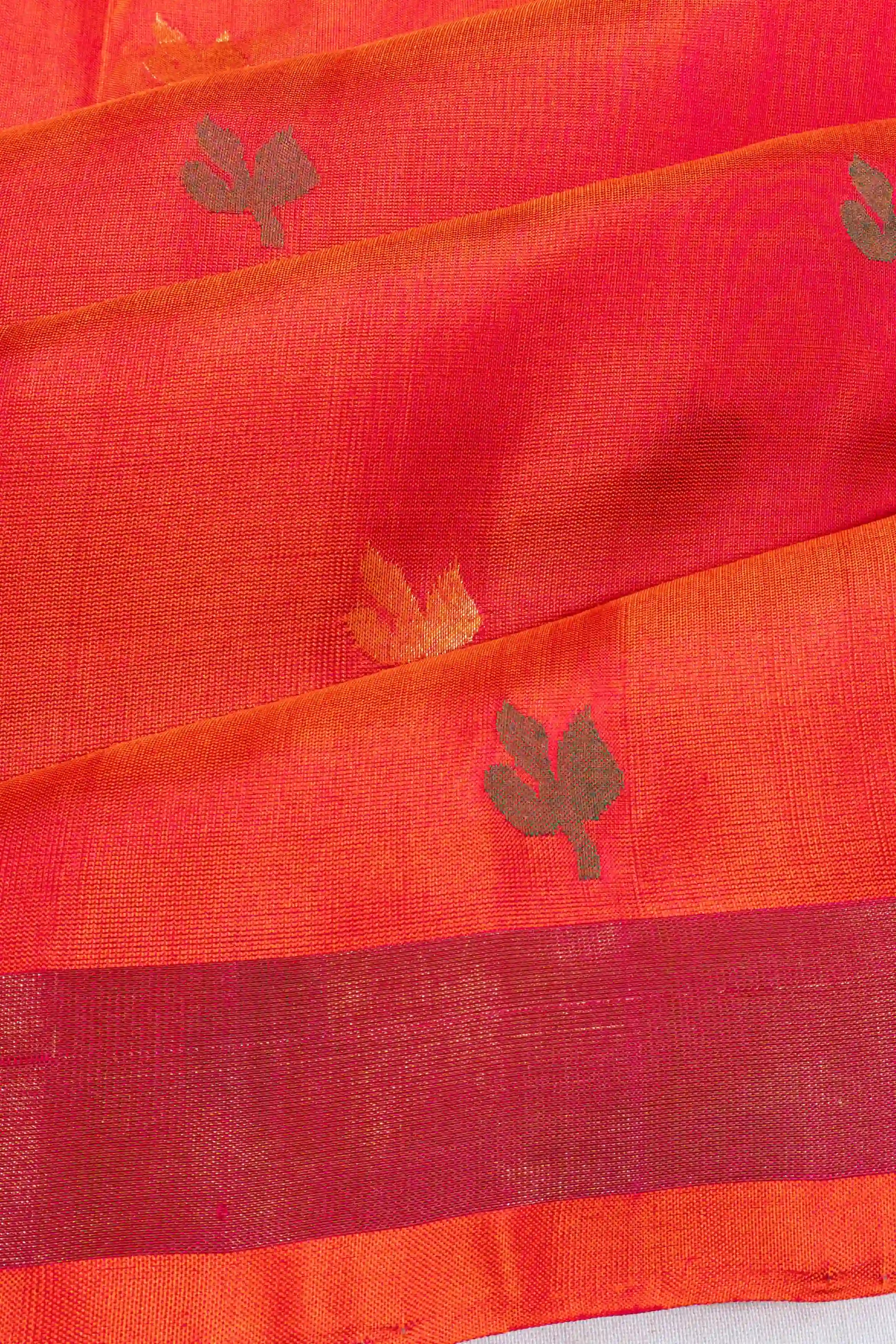 Uppada Silk Butta Burnt Orange Saree