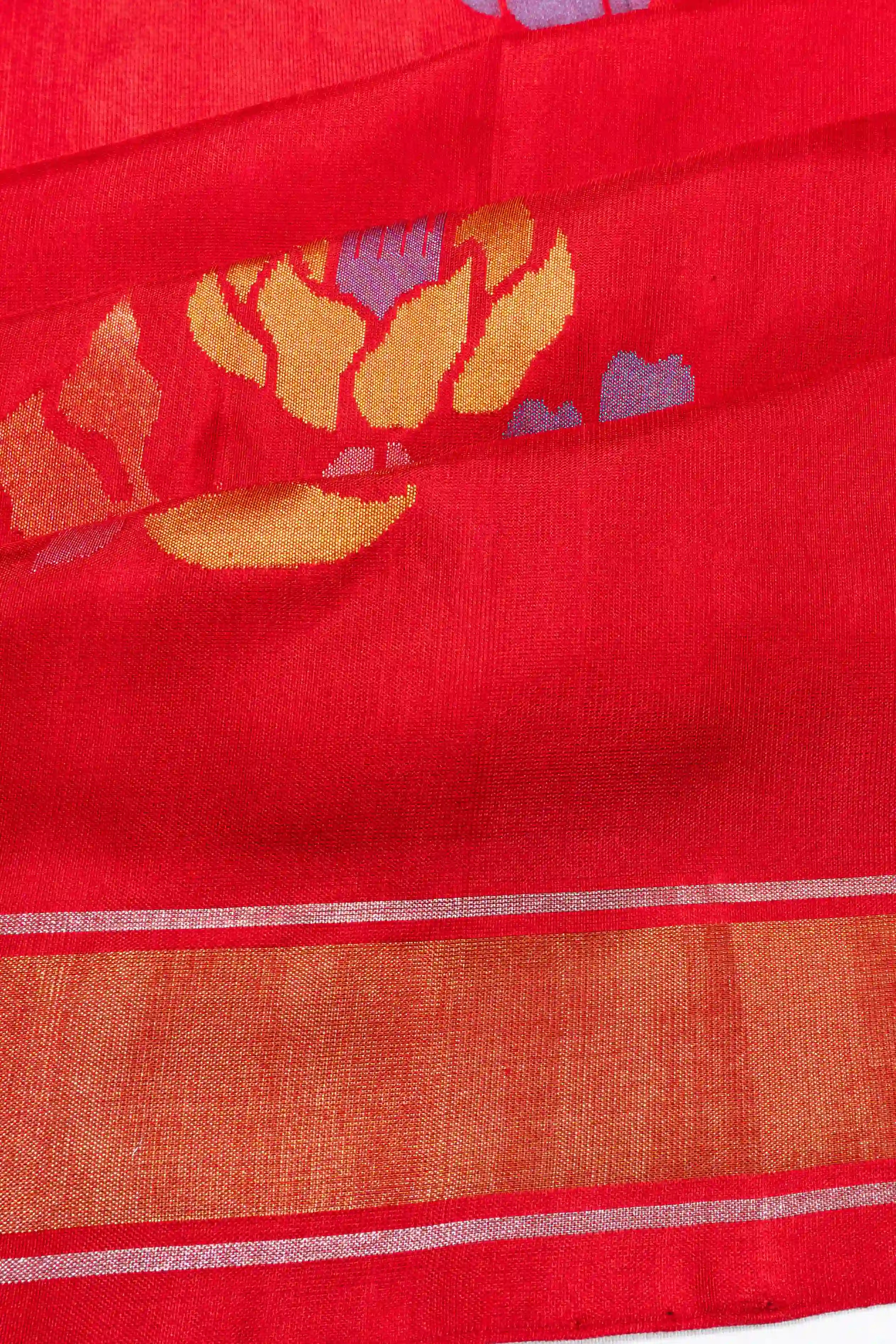 Uppada Silk Jamdani Butta Red Saree