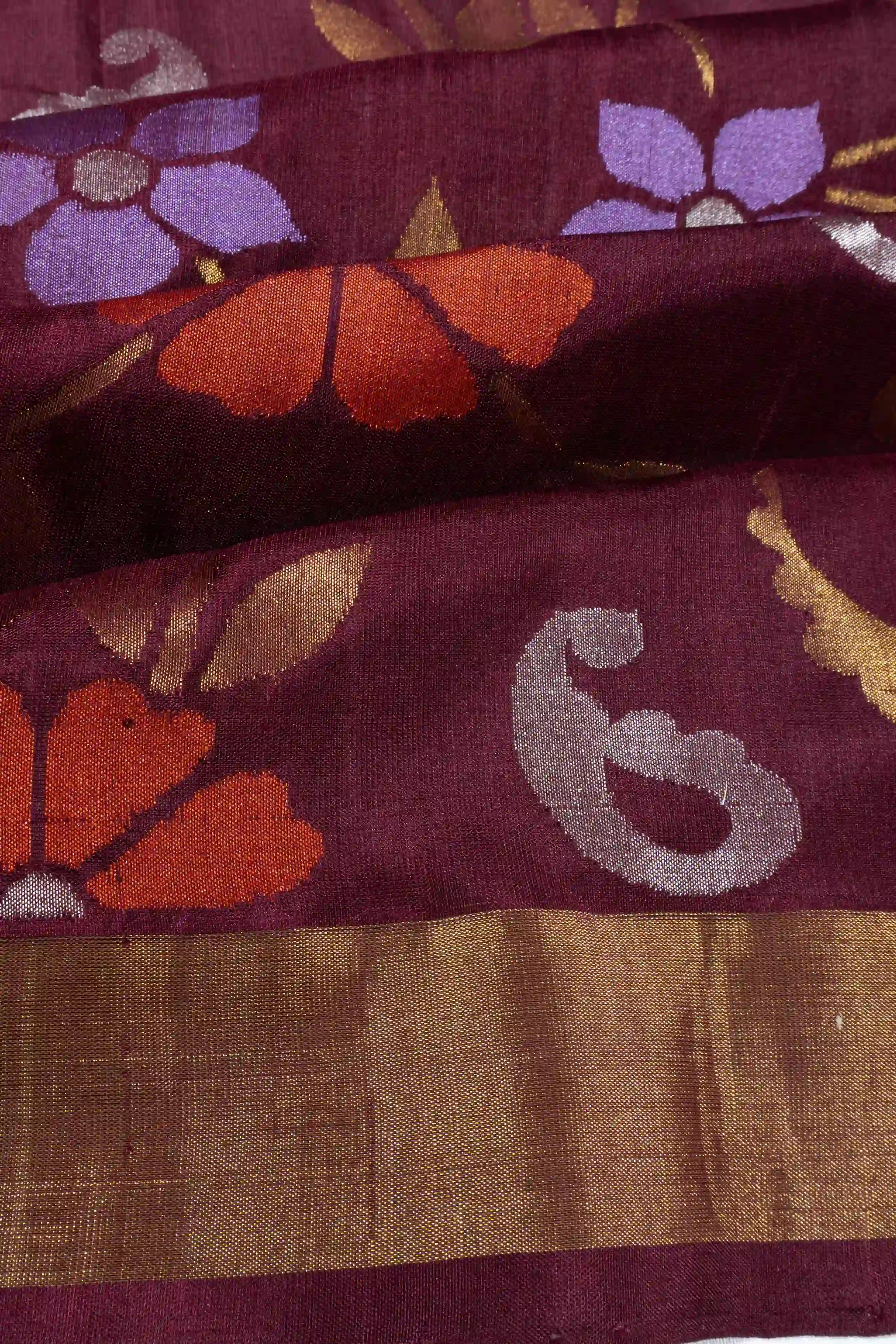 Uppada Silk All Over Jamdani Jaal Maroon Saree