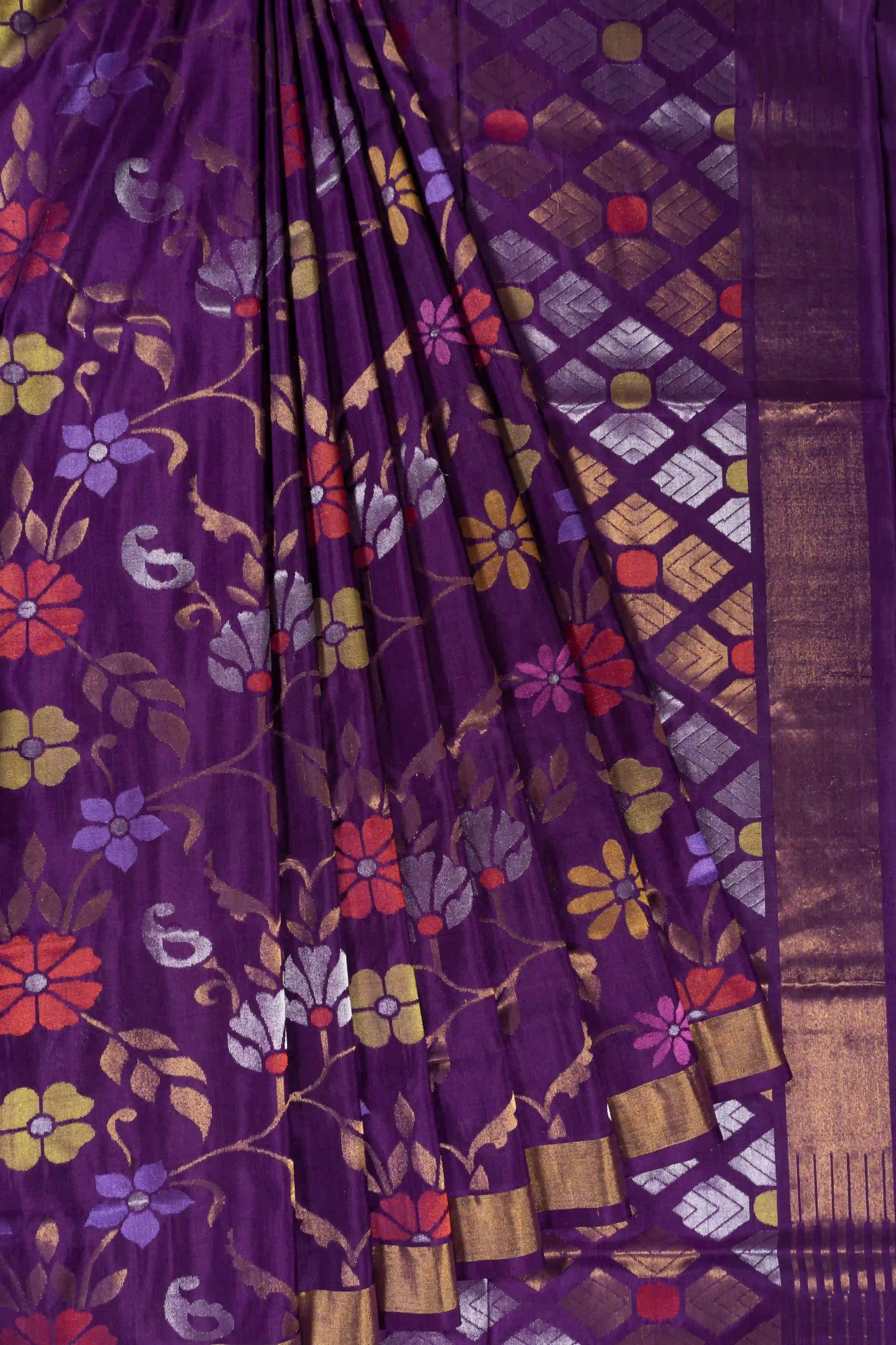 Uppada Silk All Over Jamdani Jaal Purple Saree