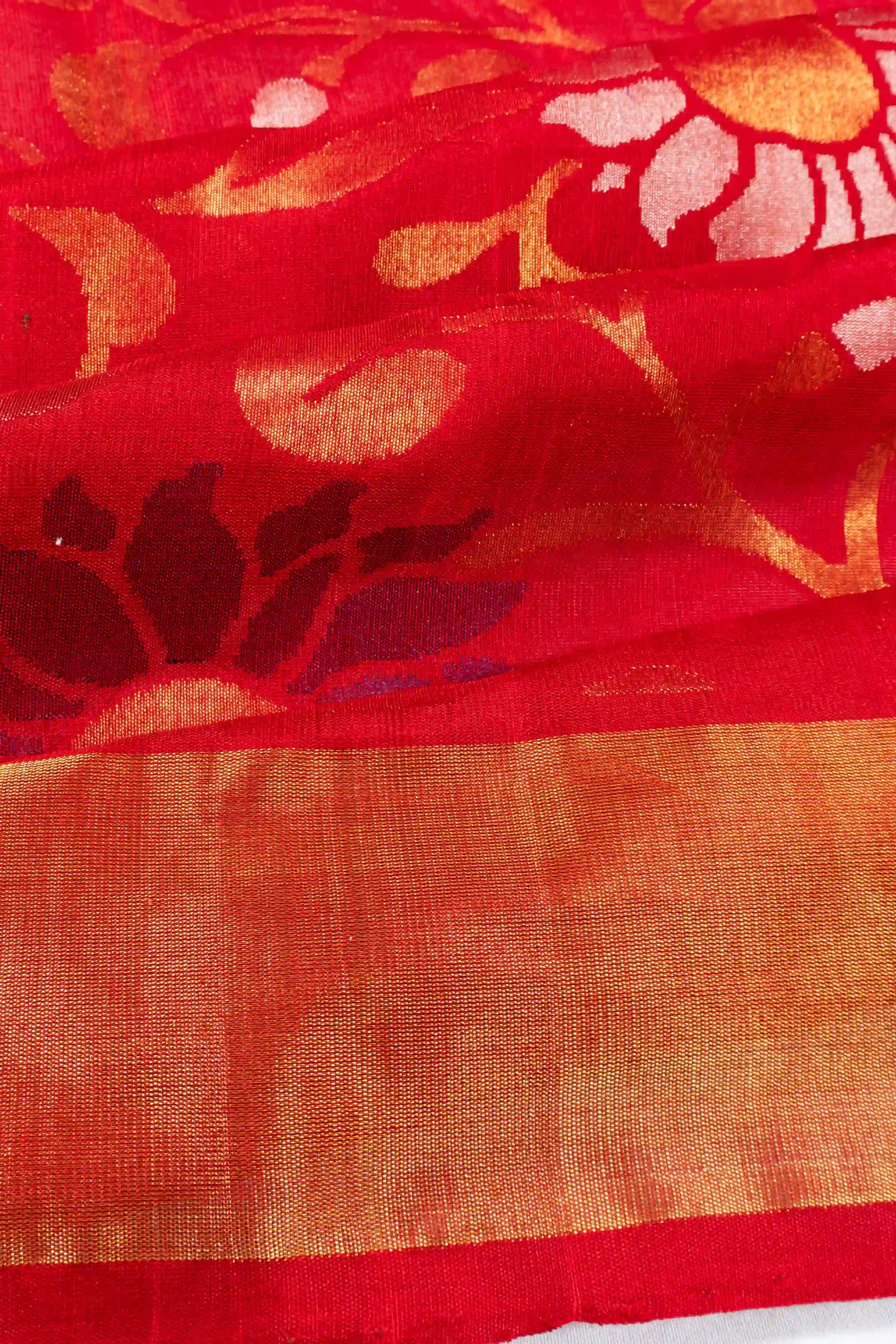 Uppada Silk All Over Jamdani Jaal Red Saree