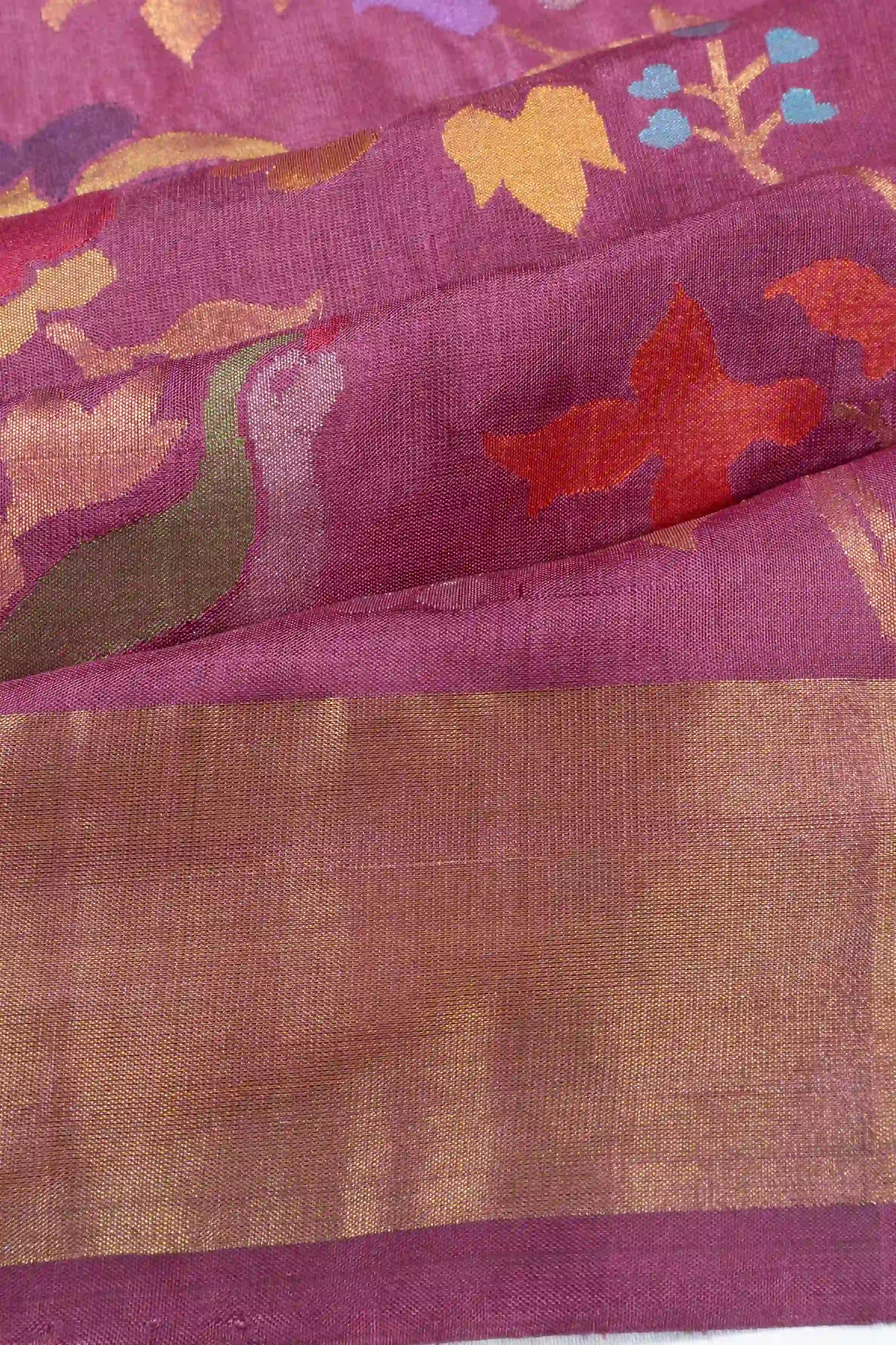 Uppada Silk All Over Jamdani Jaal Purple Saree