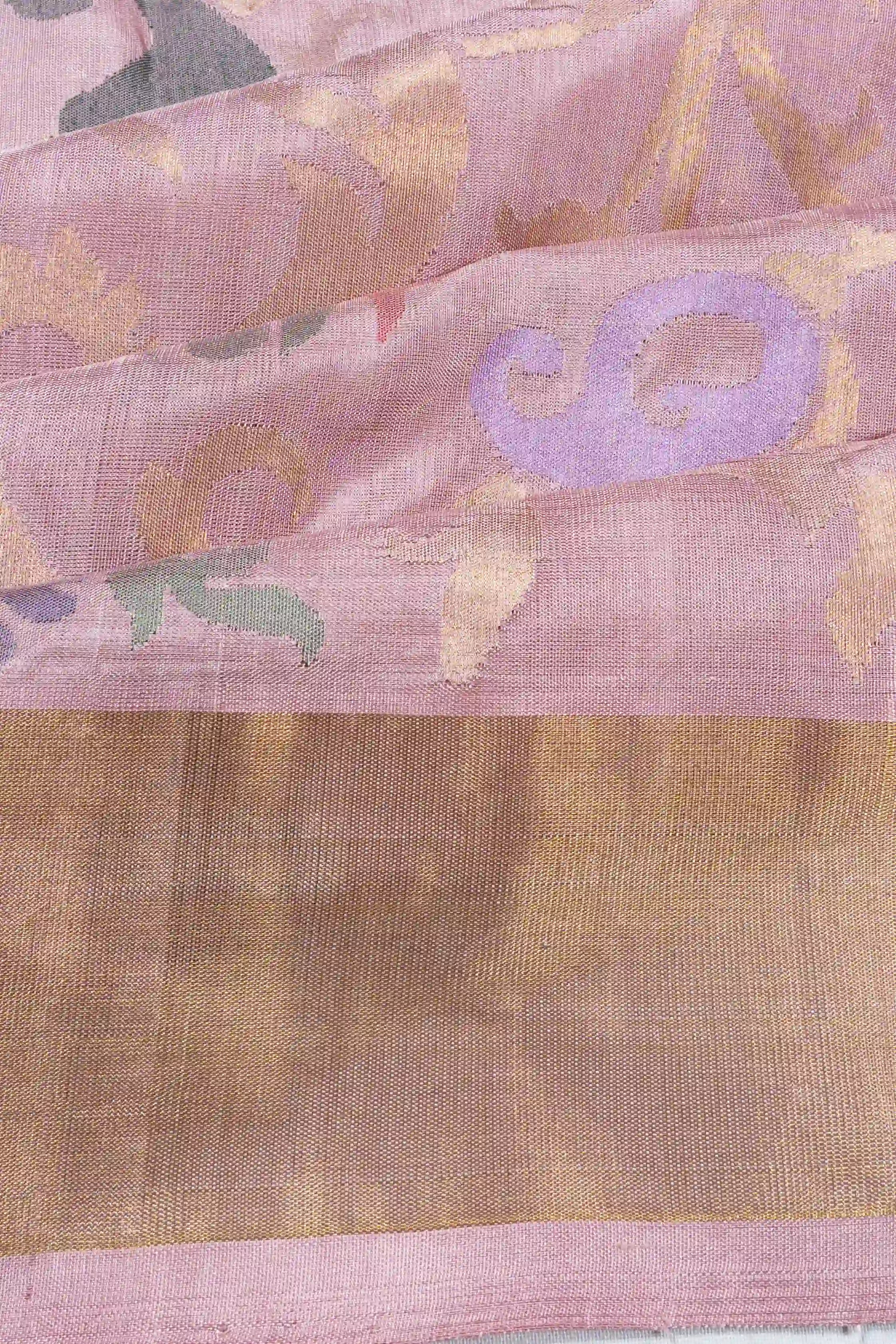 Uppada Silk All Over Jamdani Jaal Baby Pink Saree