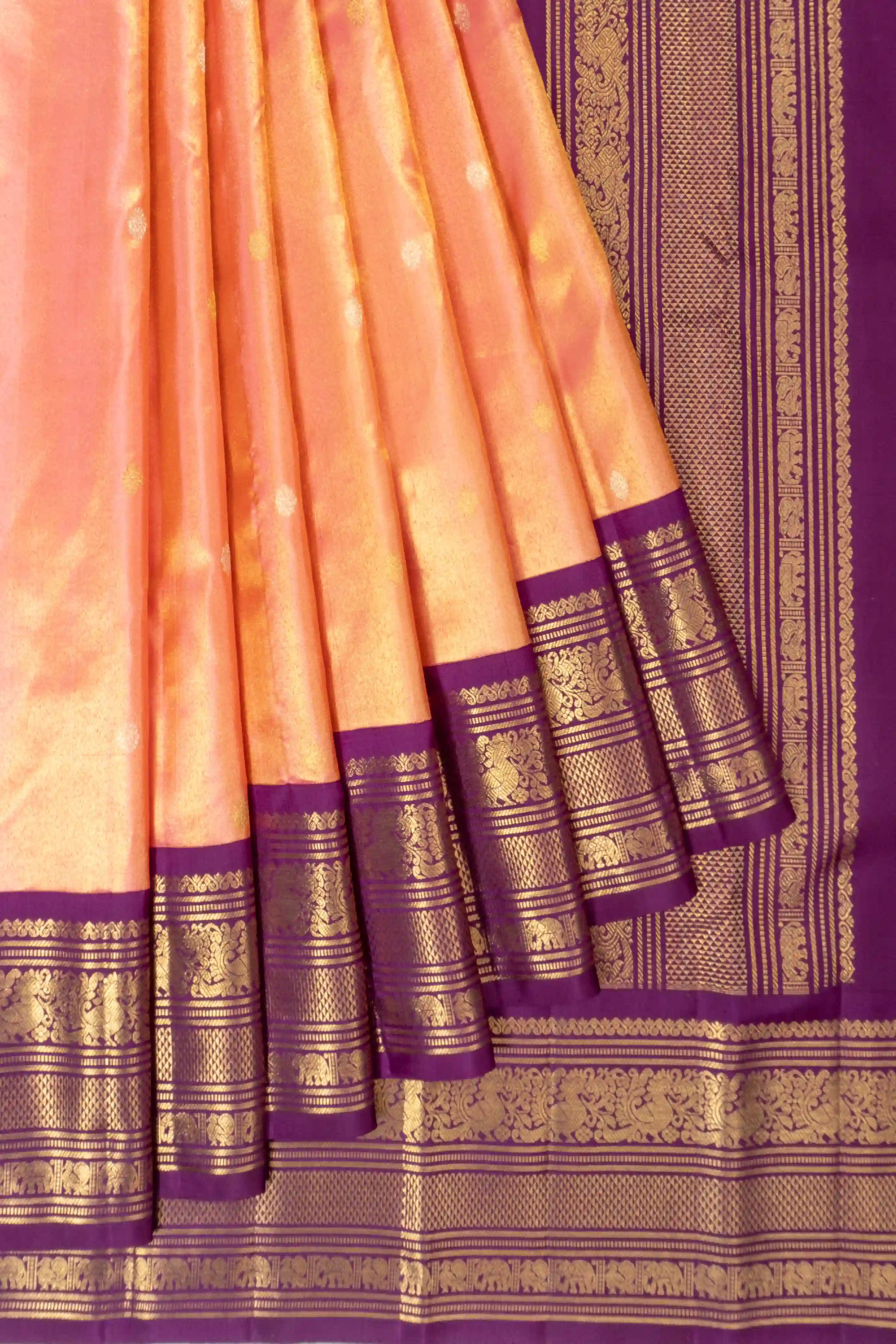 Classic Kanchipuram Silk Tissue Butta Orange Saree
