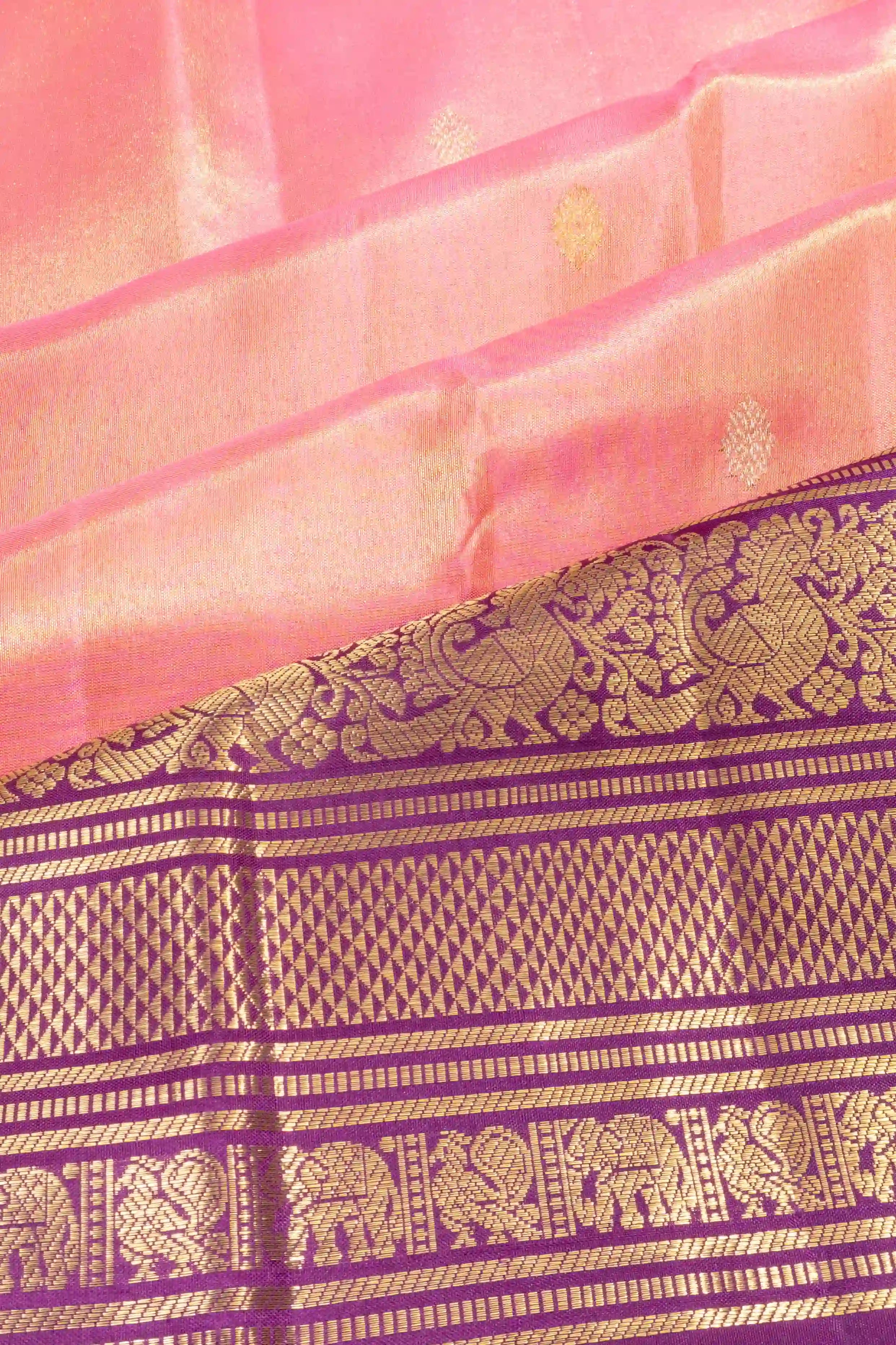 Classic Kanchipuram Silk Tissue Butta Orange Saree