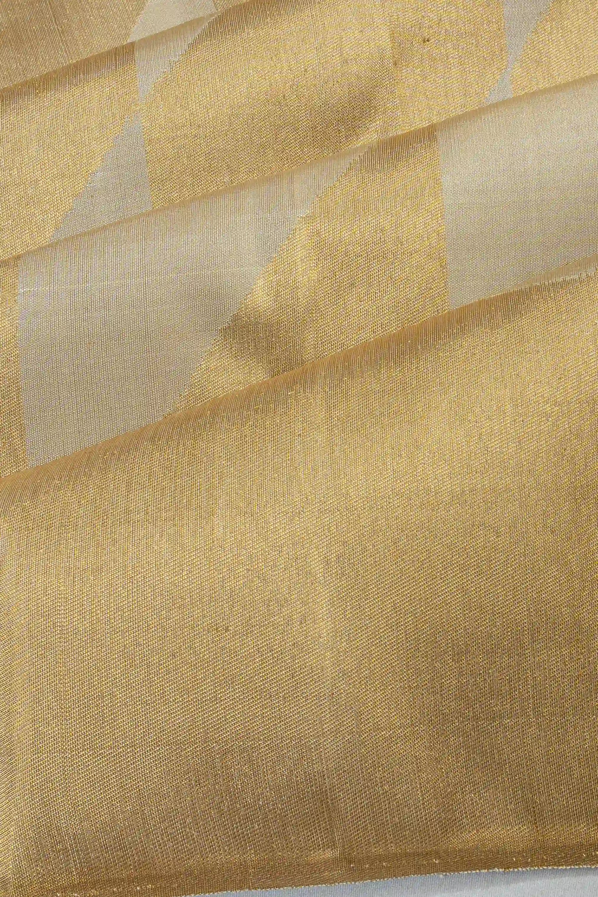 Kanchipuram Silk Geometrical Brocade Cream Saree