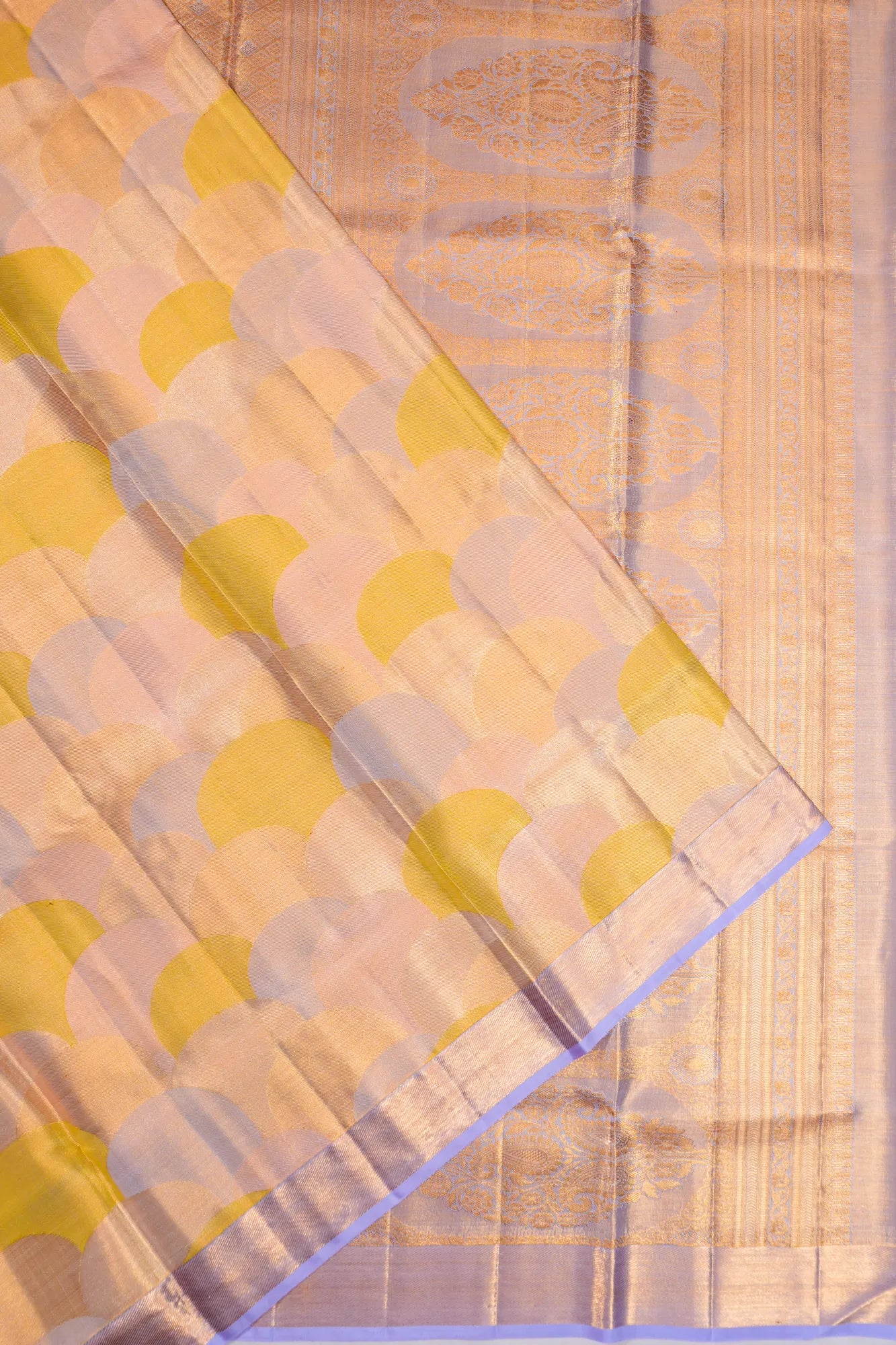 Kanchipuram Silk Tissue Brocade Lavender Saree