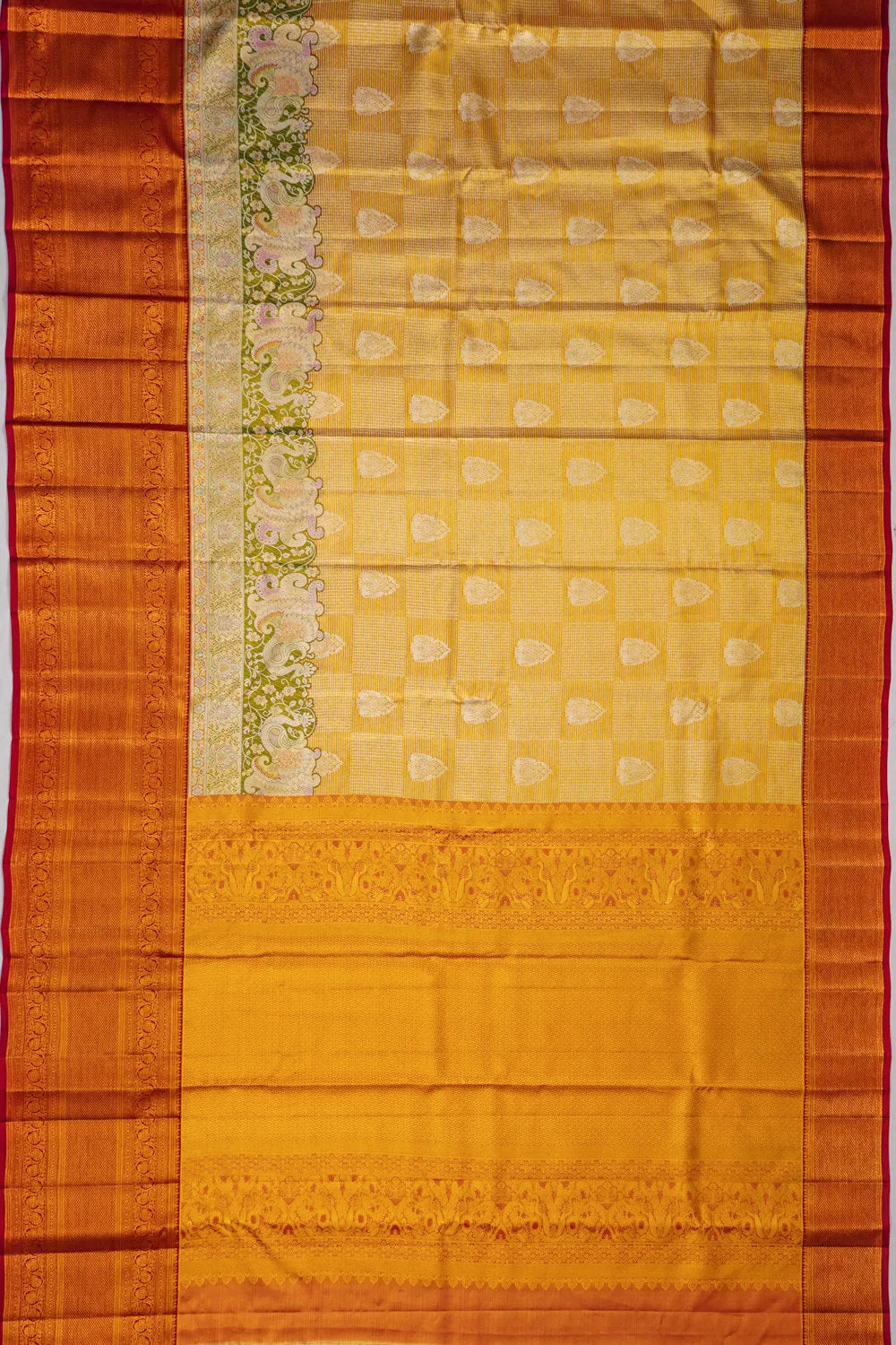 Kanchipuram Silk Tissue Brocade Gold Saree