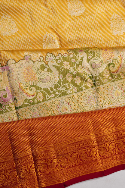 Kanchipuram Silk Tissue Brocade Gold Saree