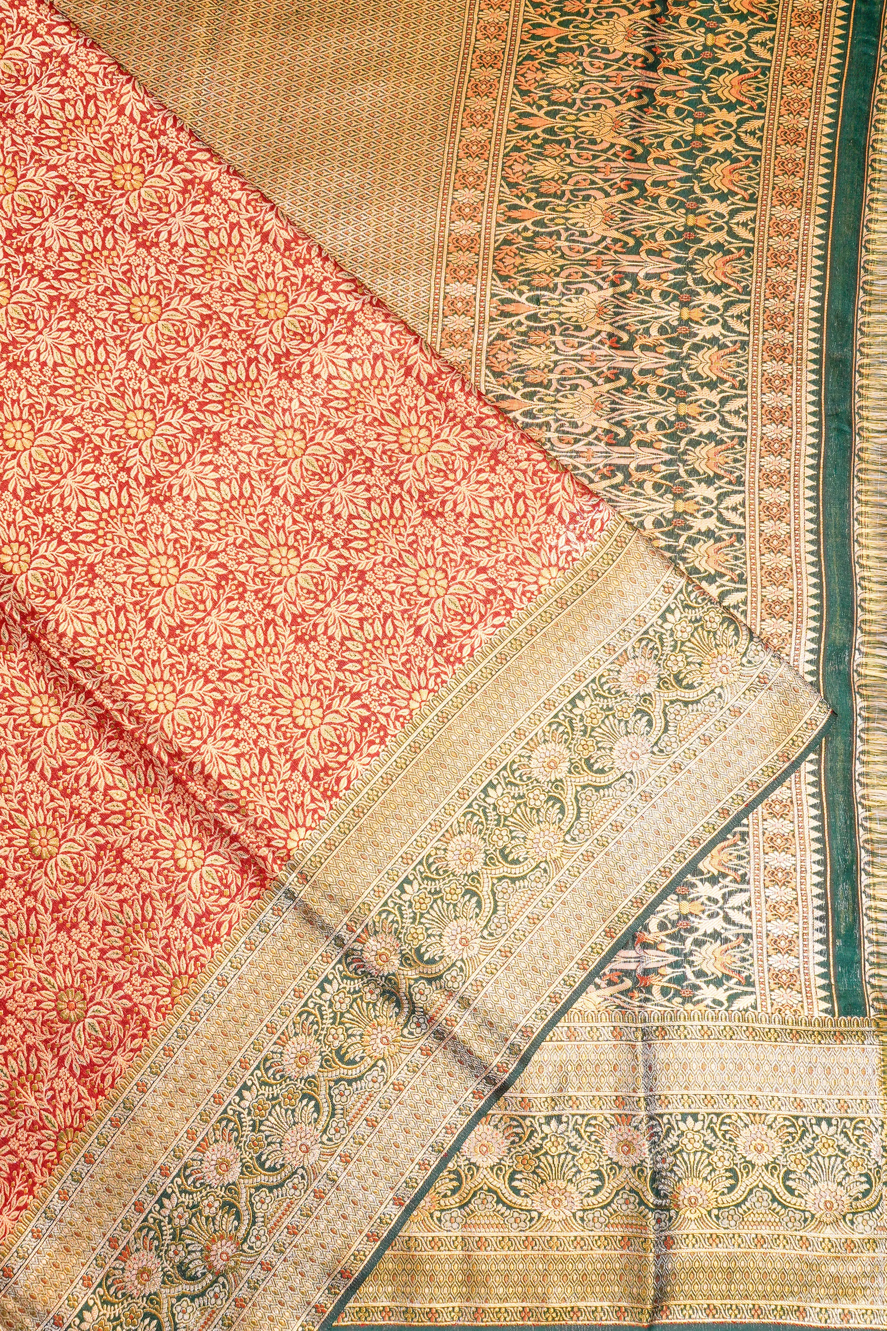 Taranga Kanchi Silk Brocade Red Saree