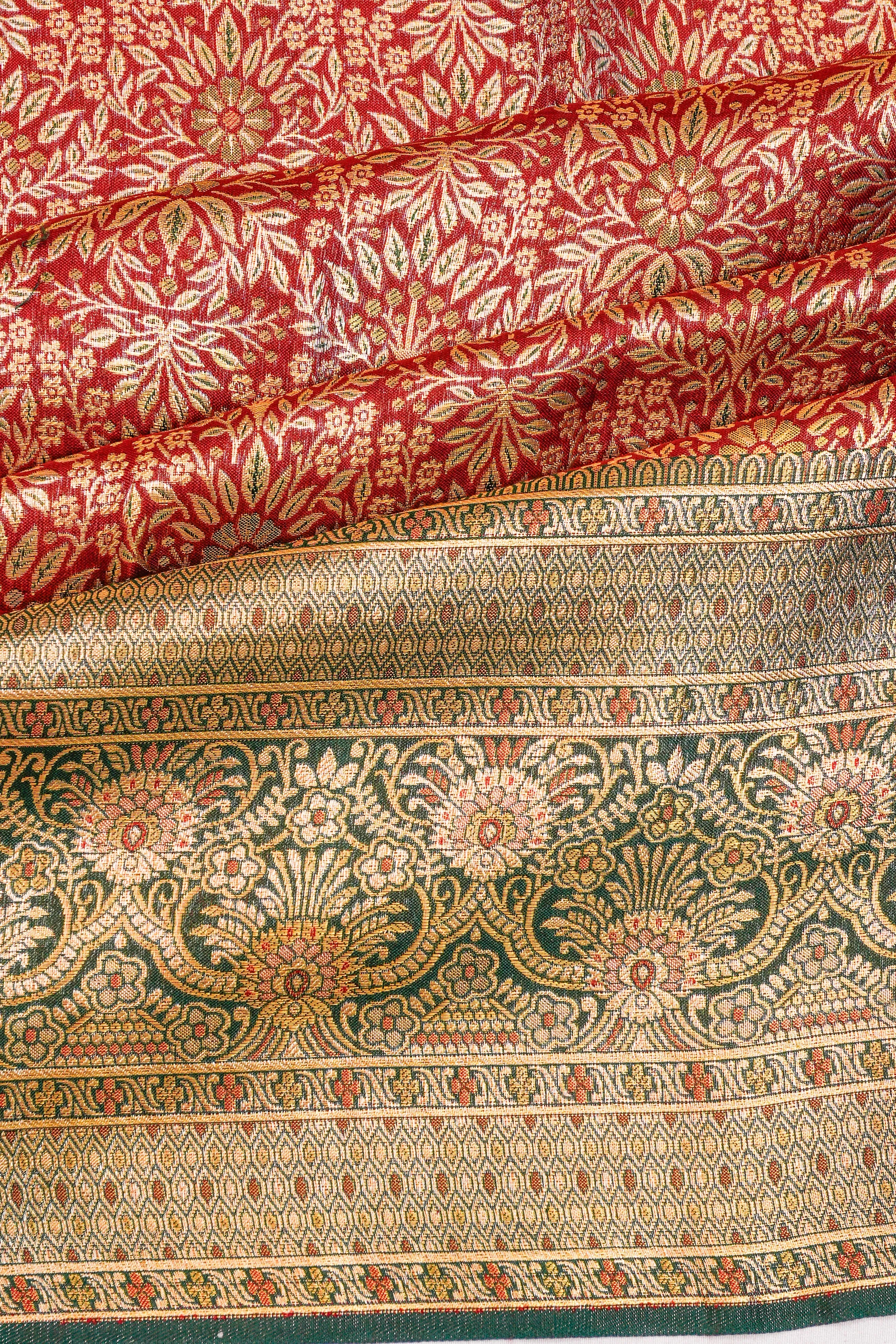 Taranga Kanchi Silk Brocade Red Saree