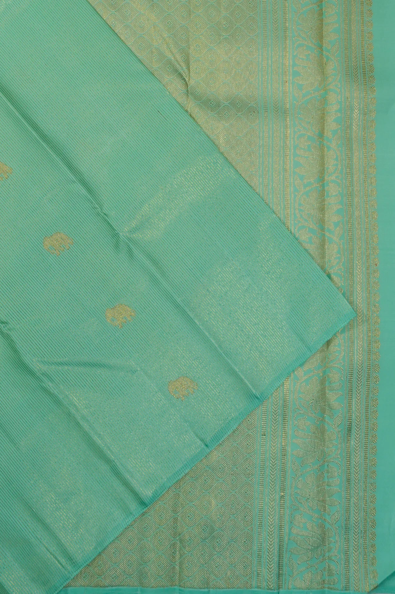Kanchipuram Silk Butta And Lines Sage Blue Saree
