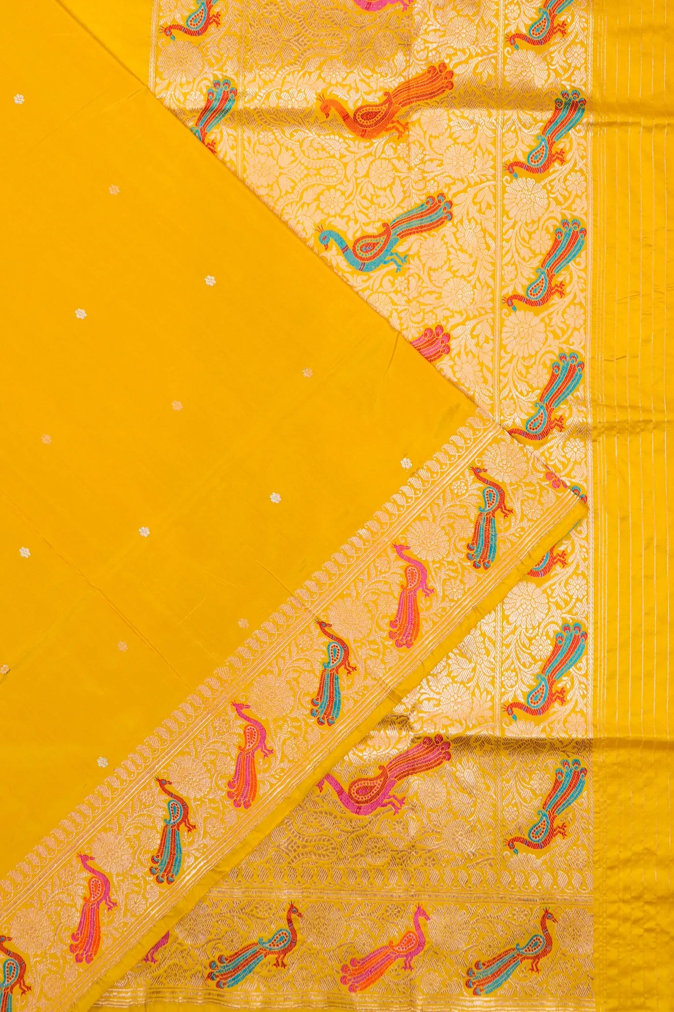 Banarasi Silk Butta Bottle Yellow Saree