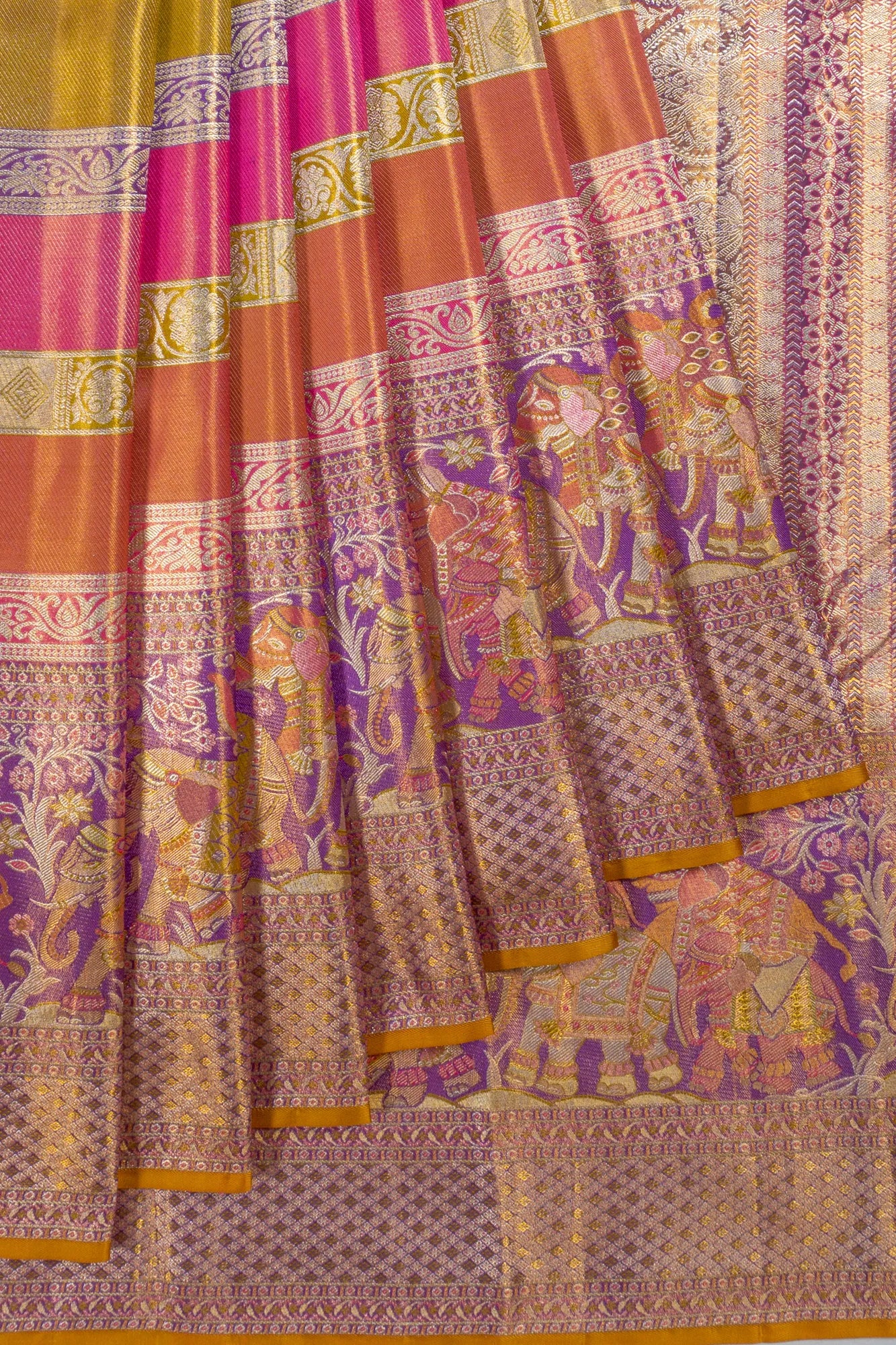 Taranga Kanchi Silk Tissue Brocade Multicolour Saree