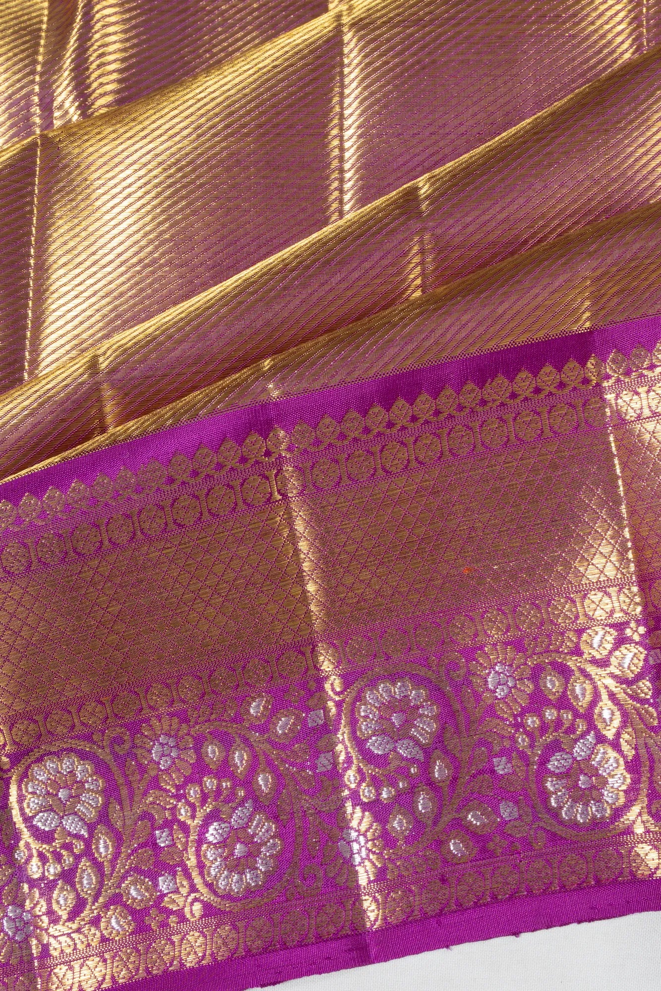 Kanchipuram Silk Tissue Brocade Purple Saree
