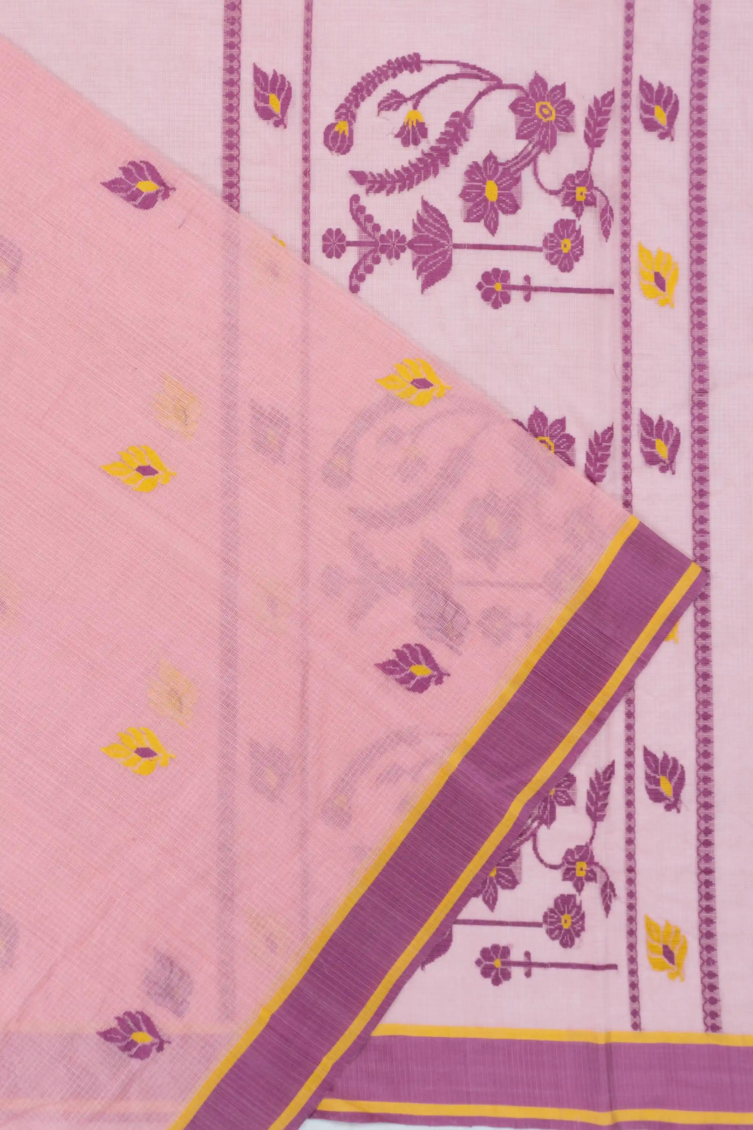 Kota Cotton Butta Peach Saree