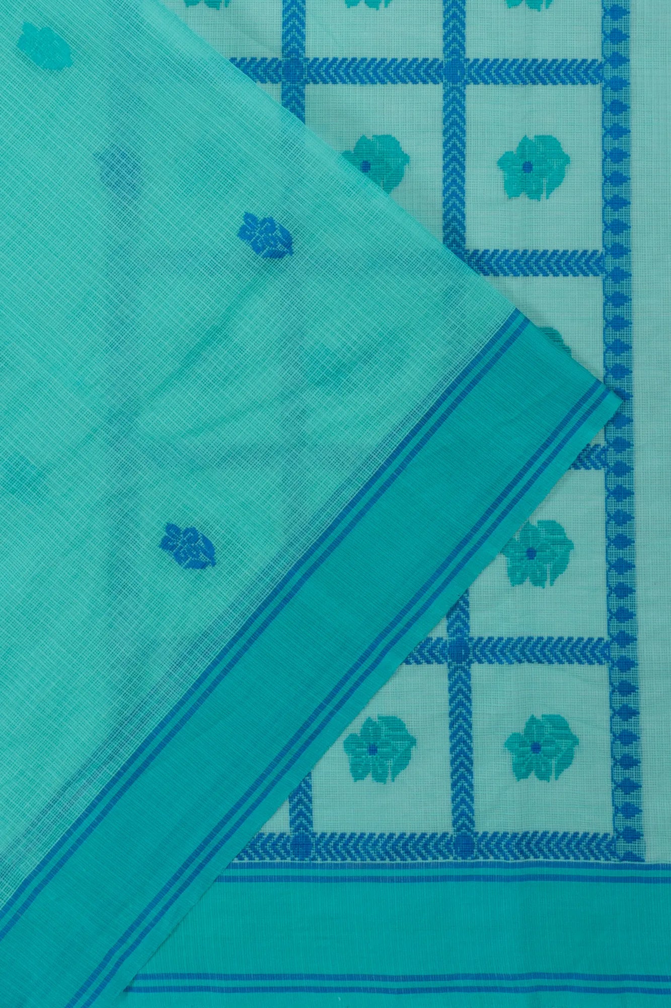 Kota Cotton Butta Sky Blue Saree
