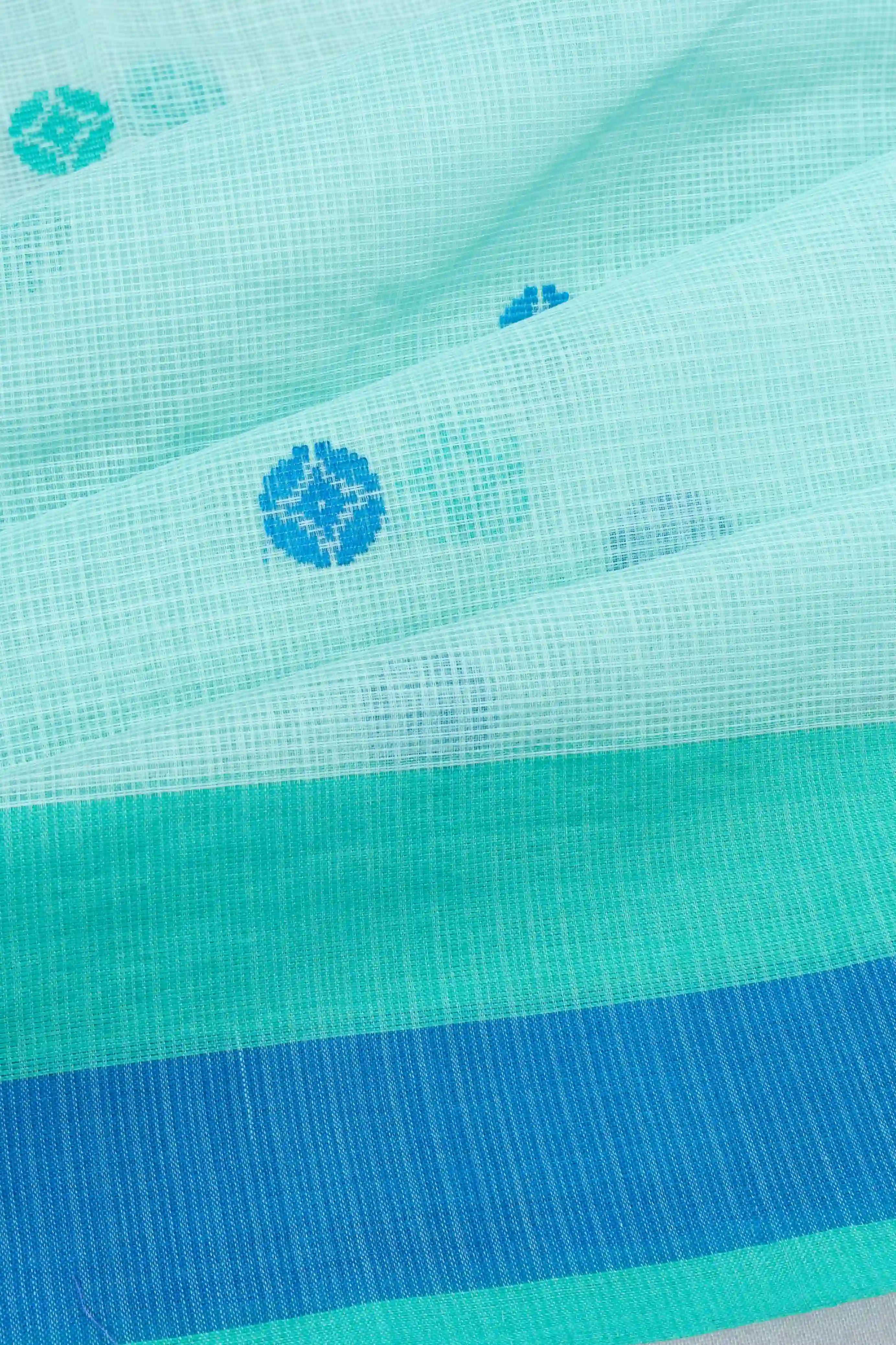 Kota Cotton Butta Sky Blue Saree