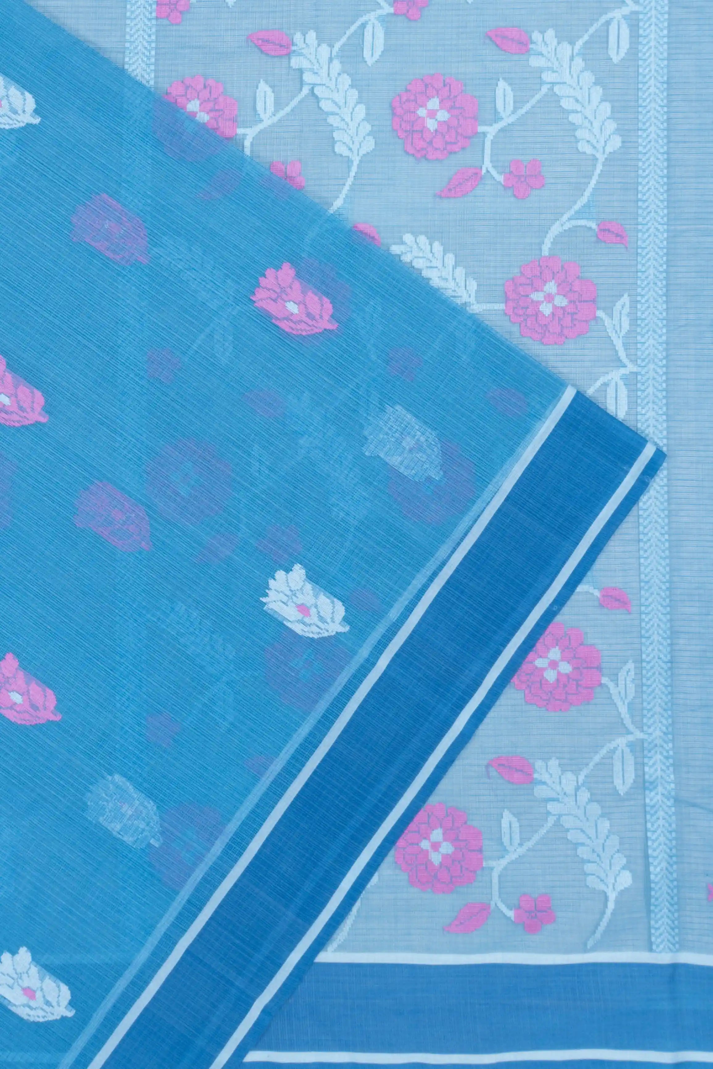 Kota Cotton Butta Blue Saree