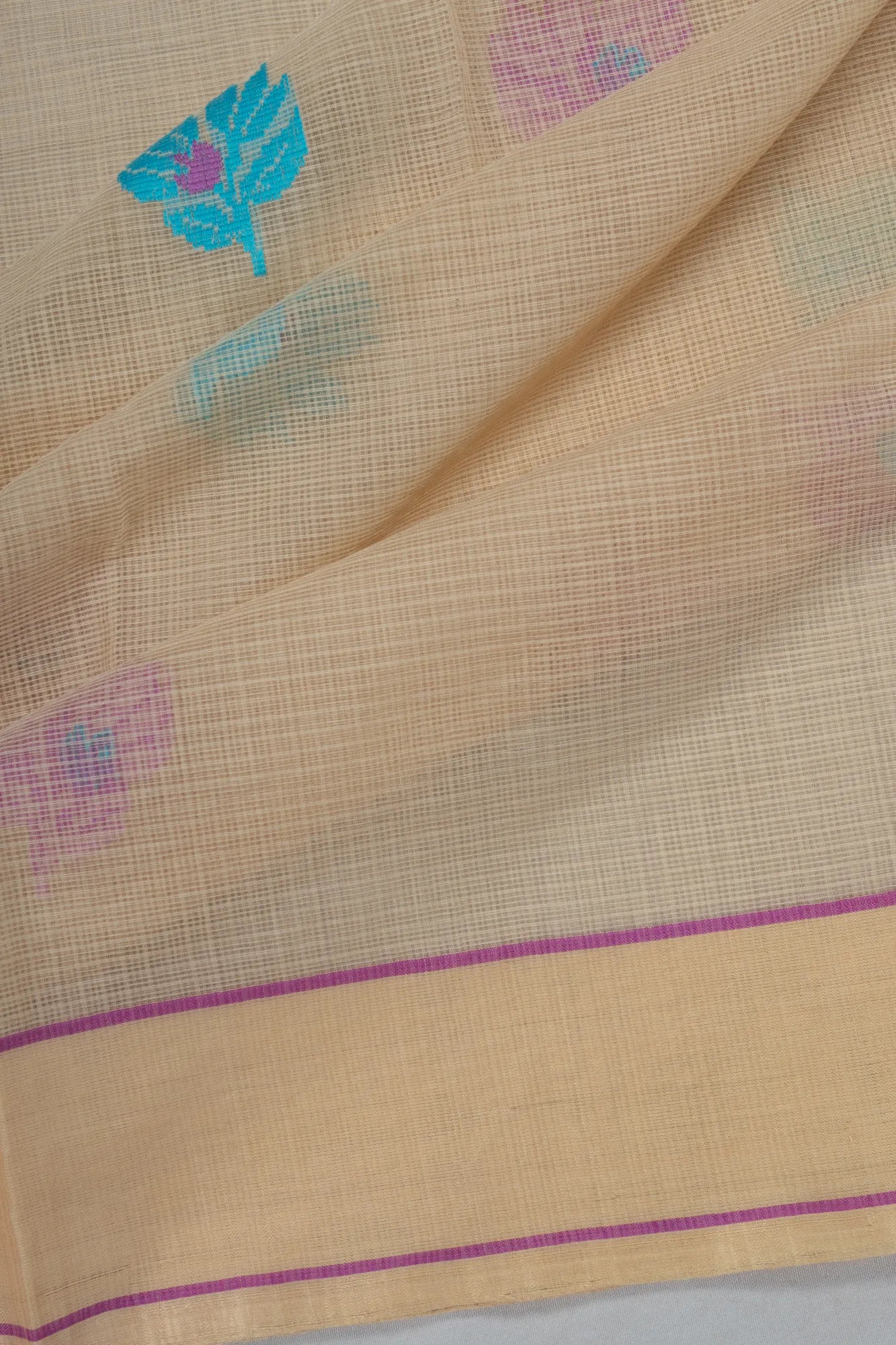 Kota Cotton Butta Cream Saree