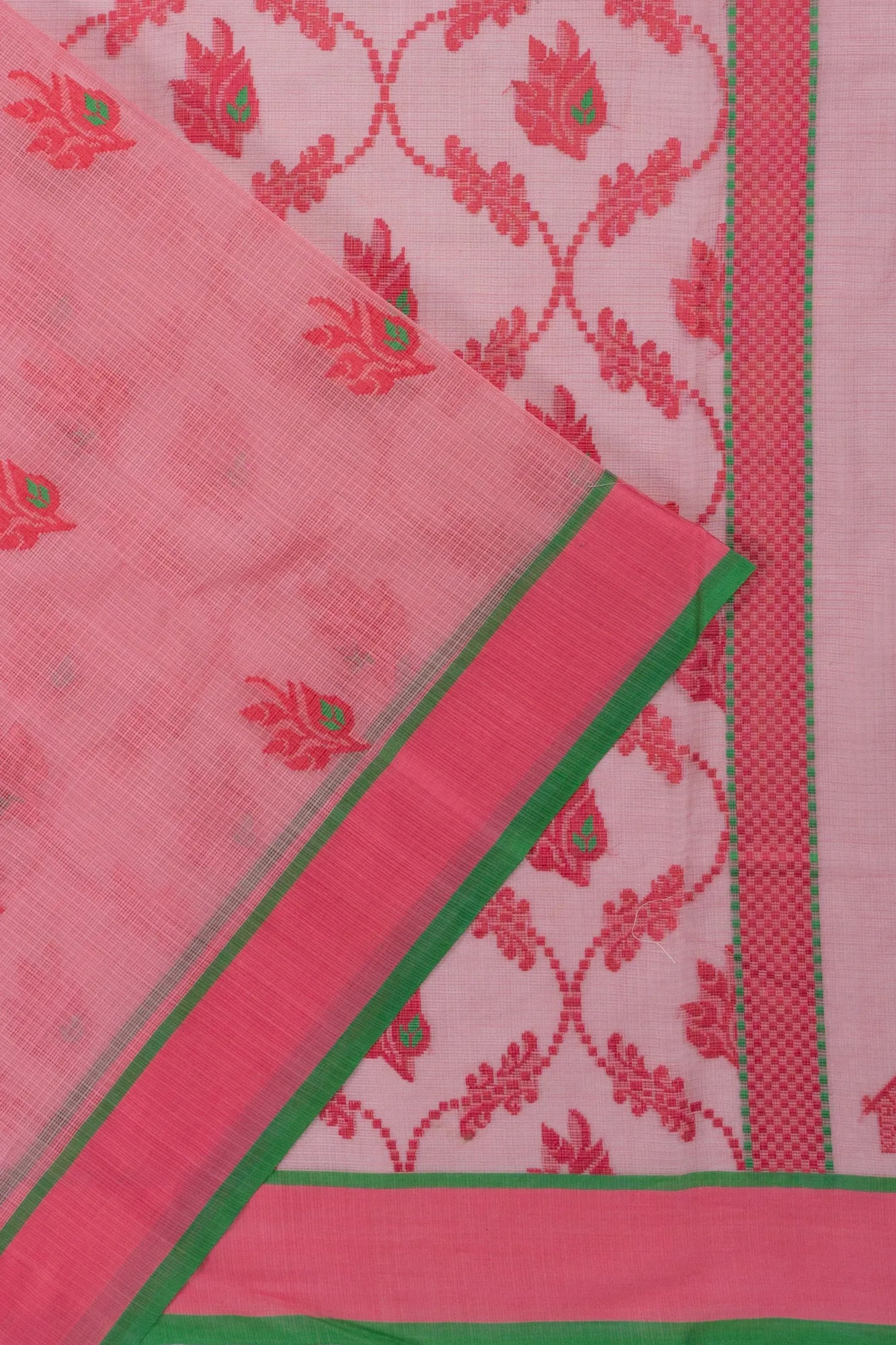 Kota Cotton Butta Pink Saree