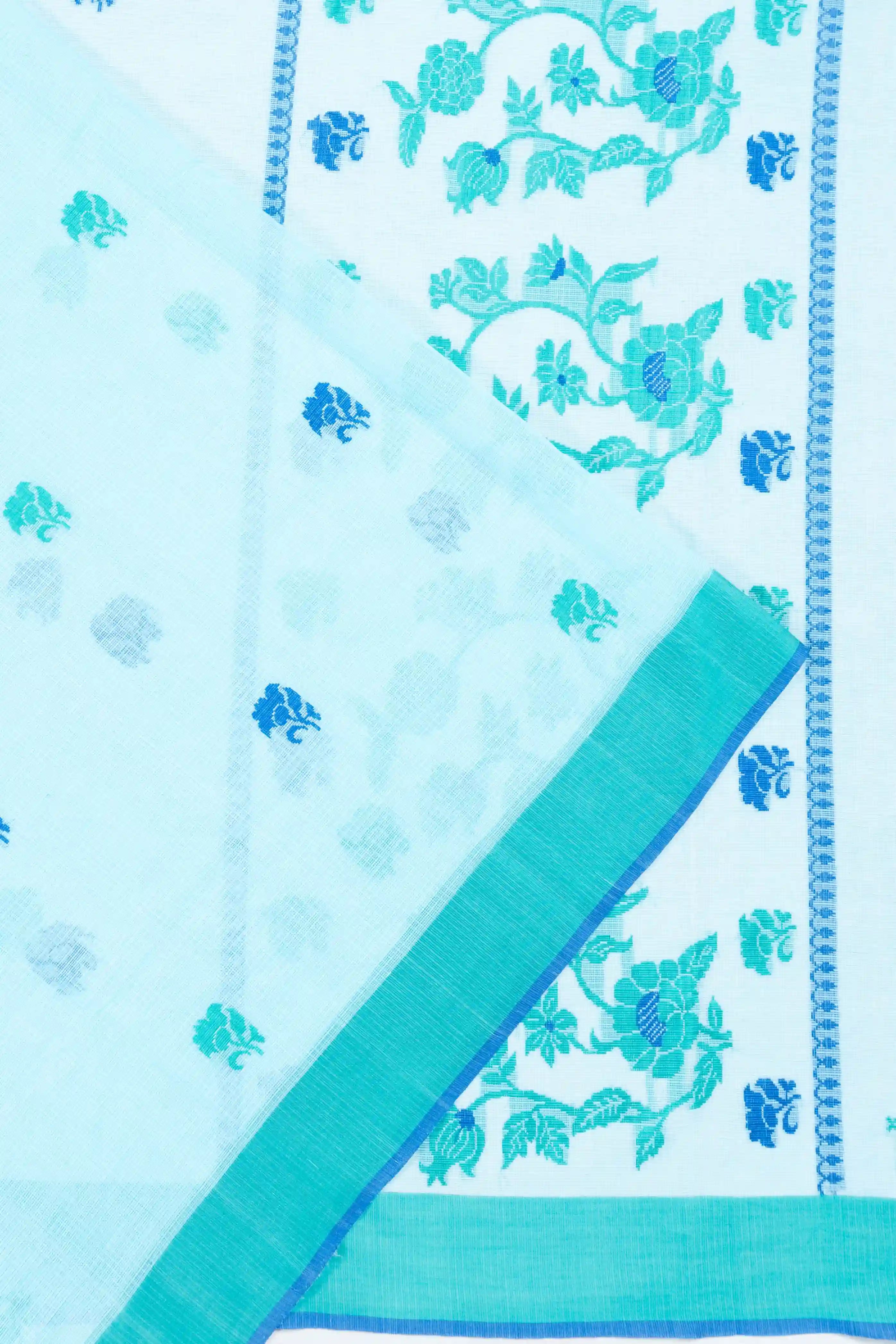 Kota Cotton Butta Sky Blue Saree