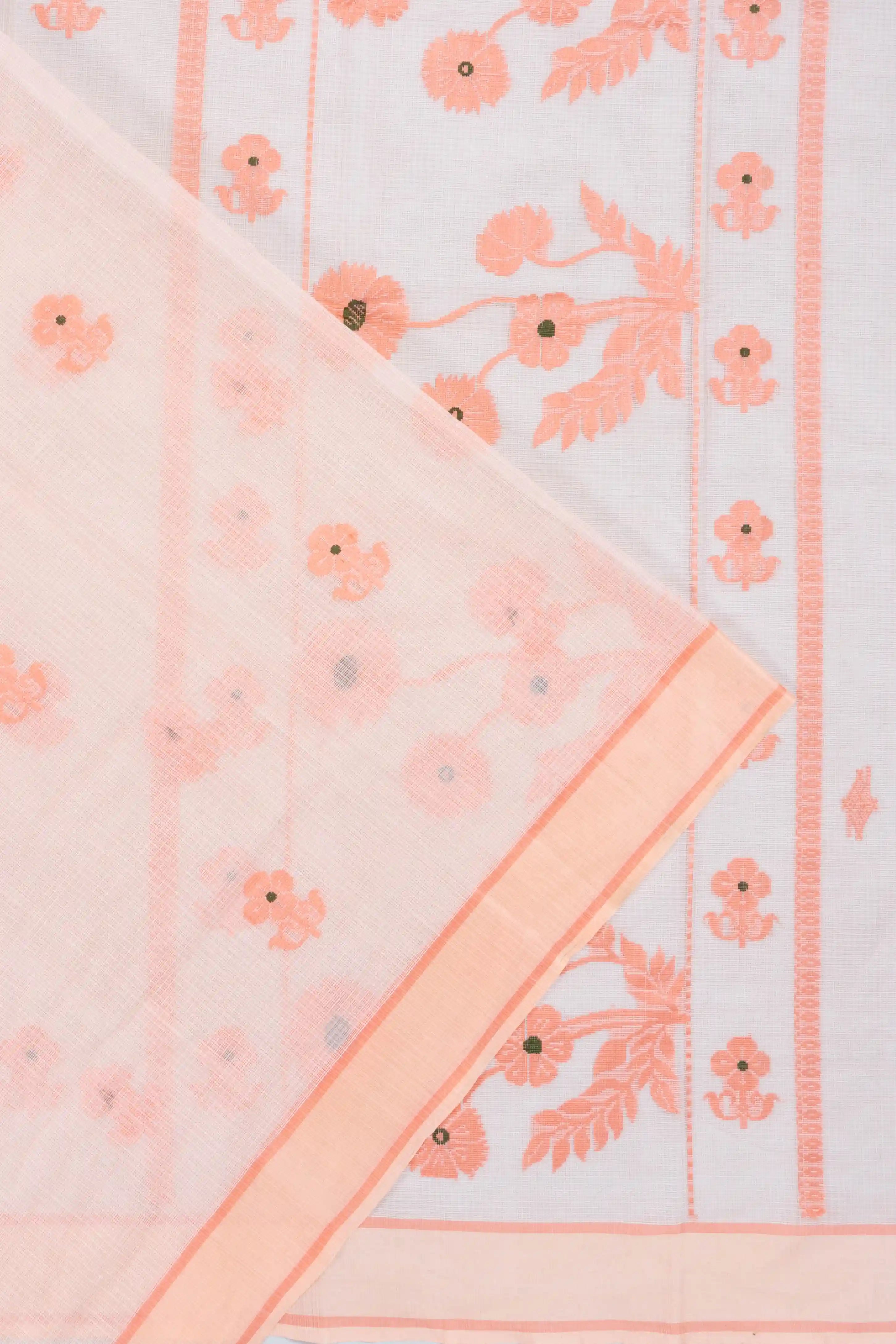 Kota Cotton Butta Pastel Orange Saree