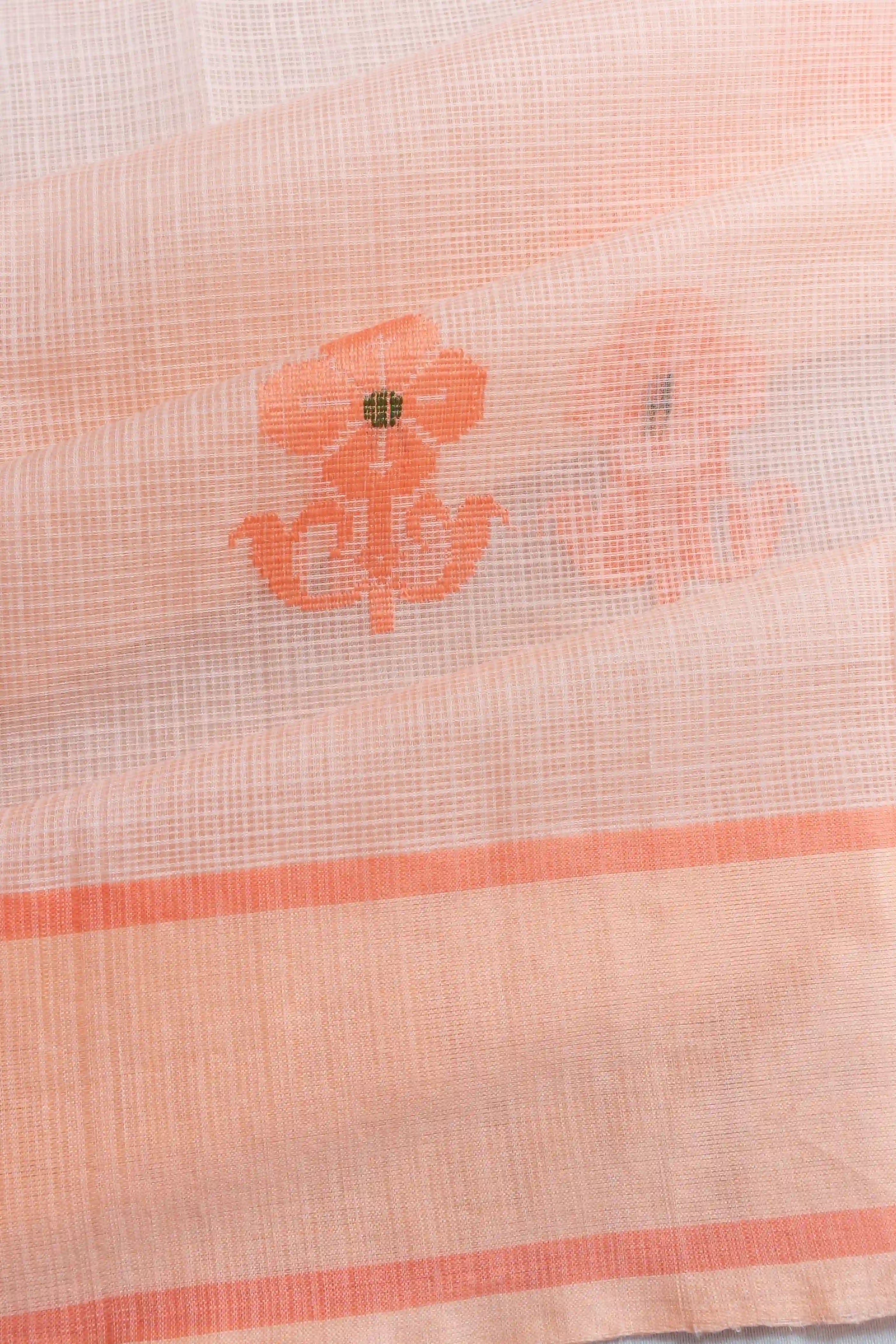 Kota Cotton Butta Pastel Orange Saree