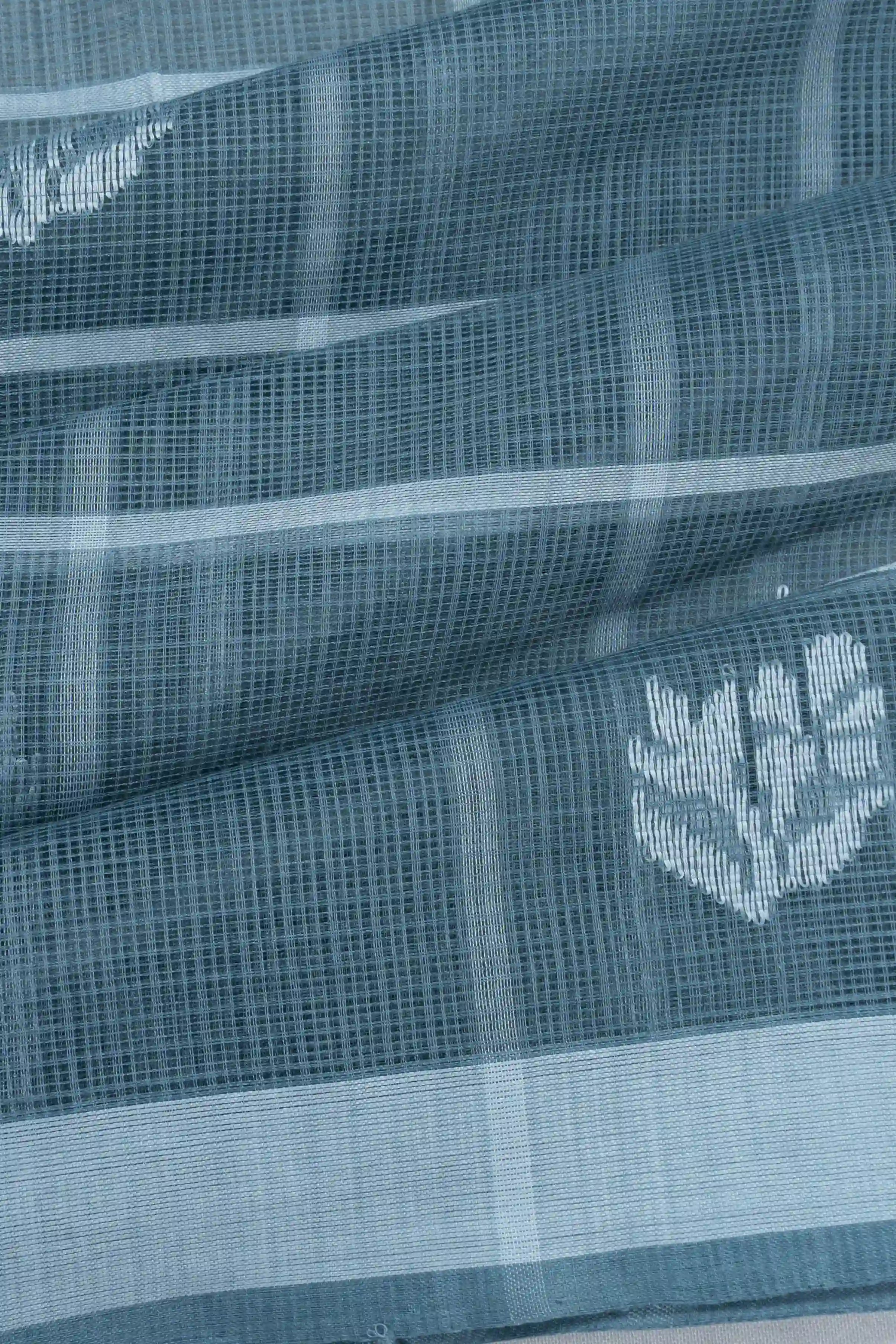 Kota Cotton Checks And Butta Grey Saree