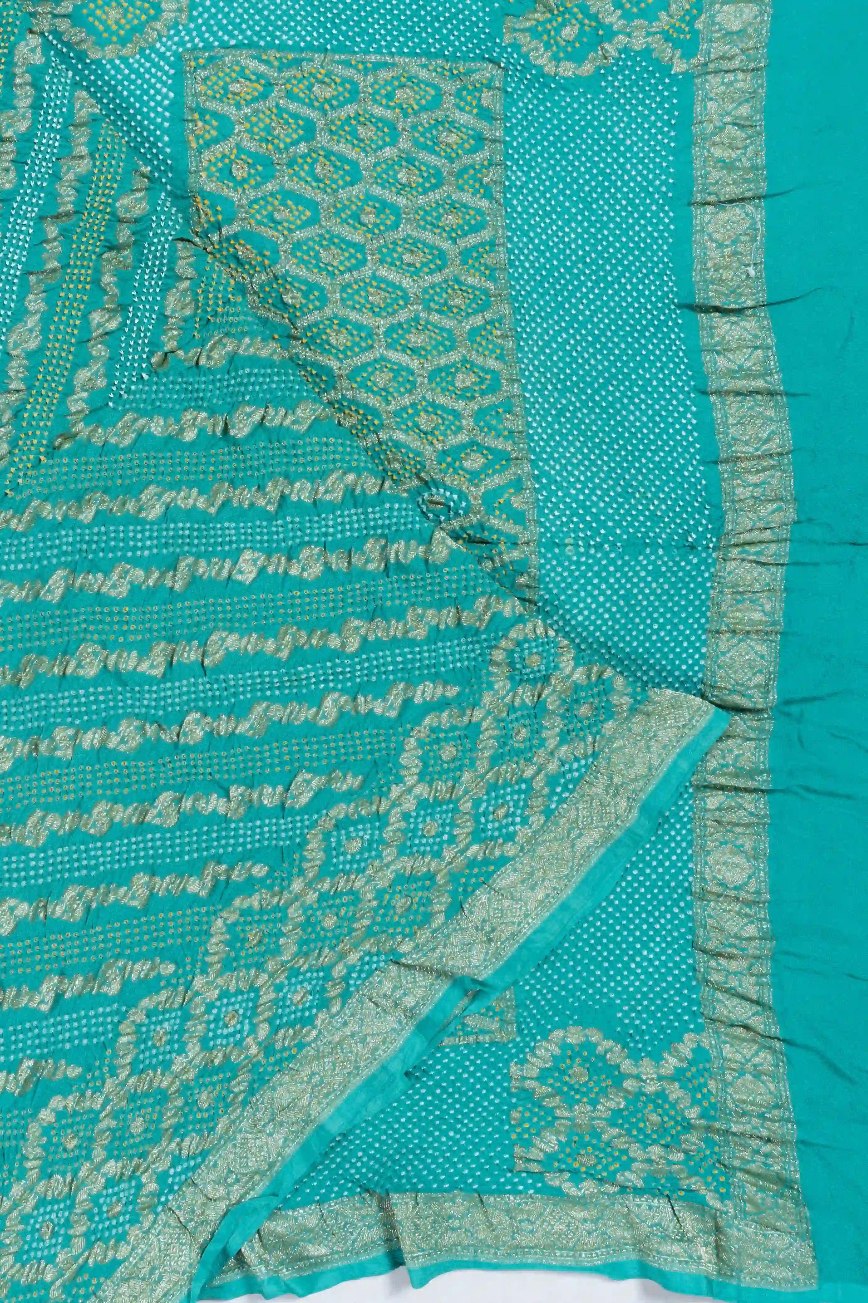 Banarasi Georgette Bandhani Kadwa Sea Green Saree