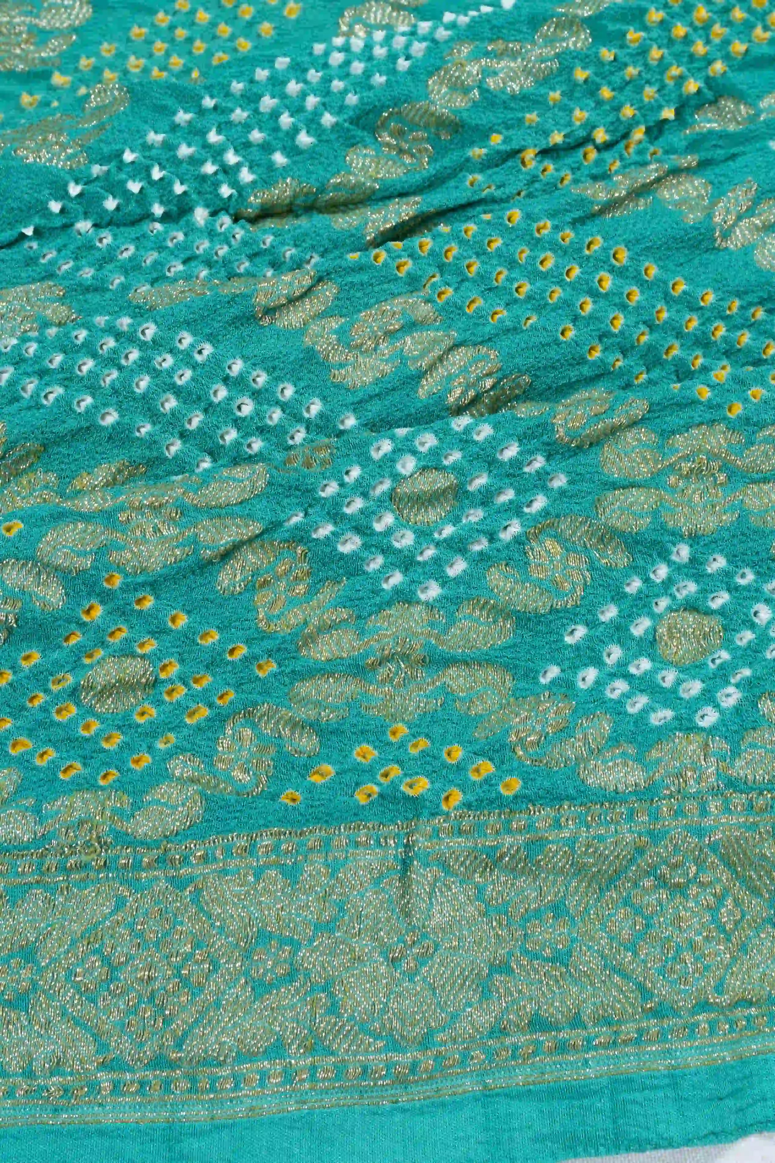 Banarasi Georgette Bandhani Kadwa Sea Green Saree