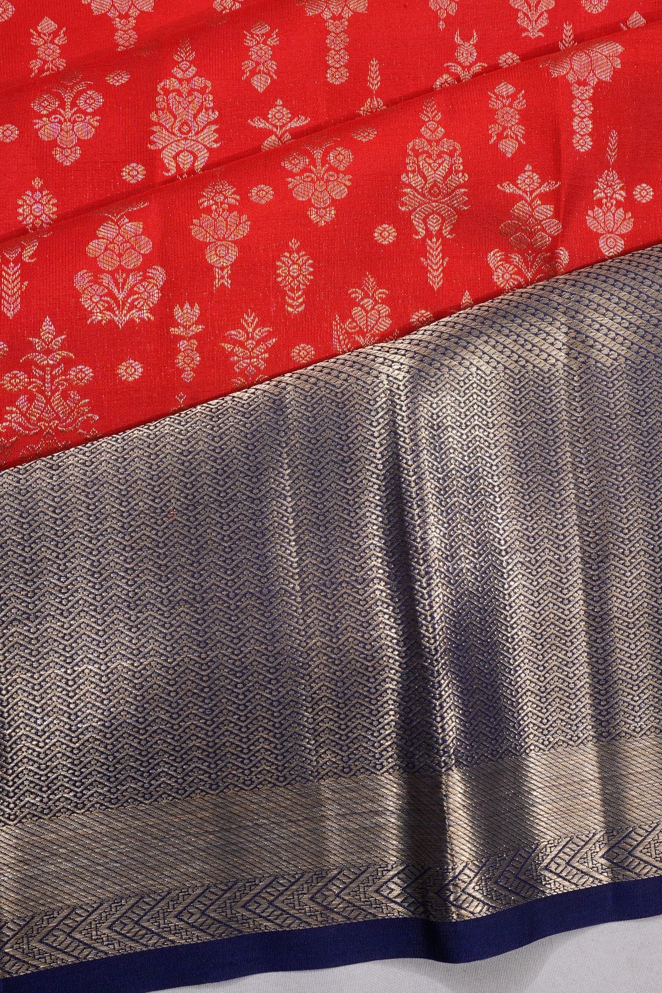 Taranga Kanchi Silk Brocade Red Saree
