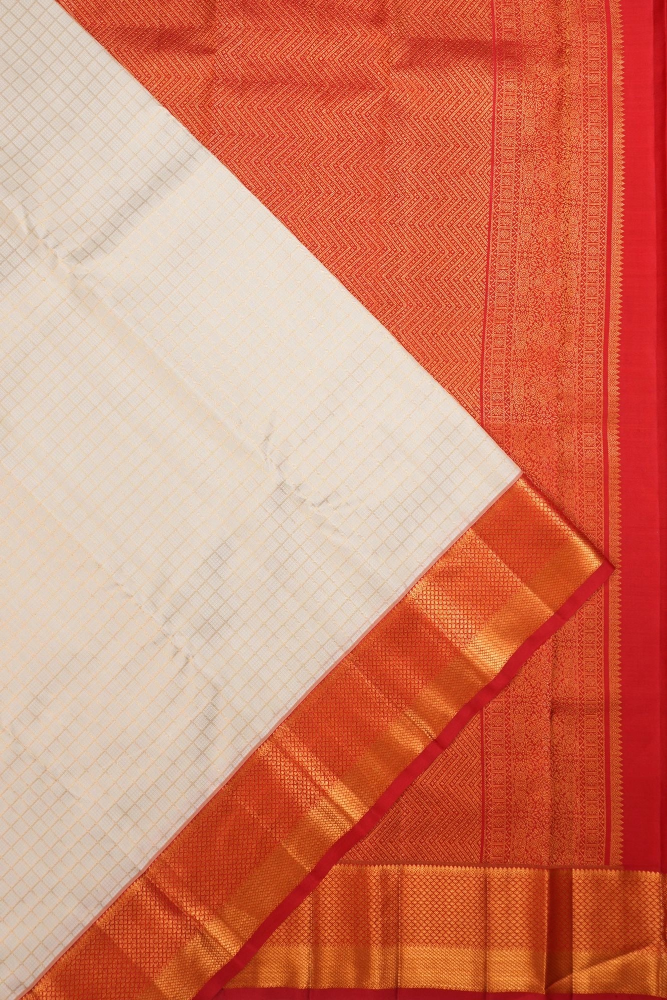 Taranga Kanchi Silk Checks Off White Saree