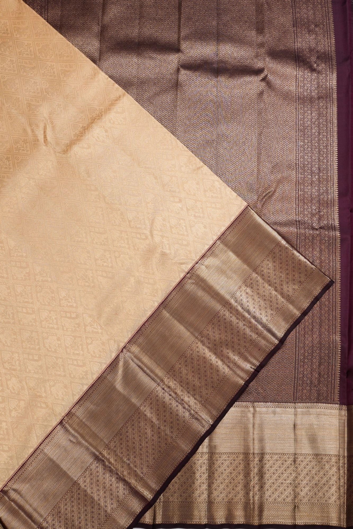 Taranga Kanchi Silk Brocade Beige Saree