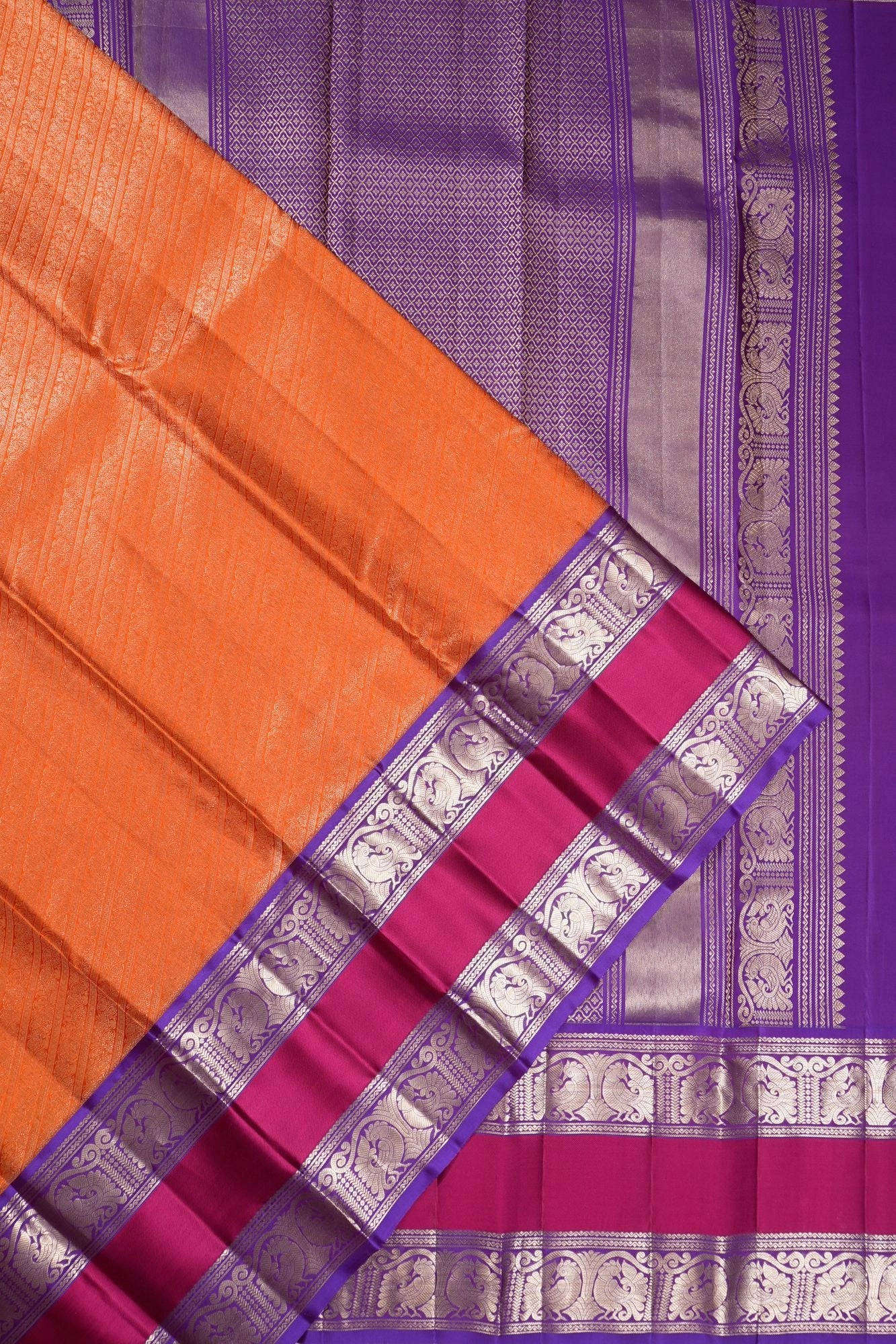 Taranga Kanchi Silk Brocade Orange Saree