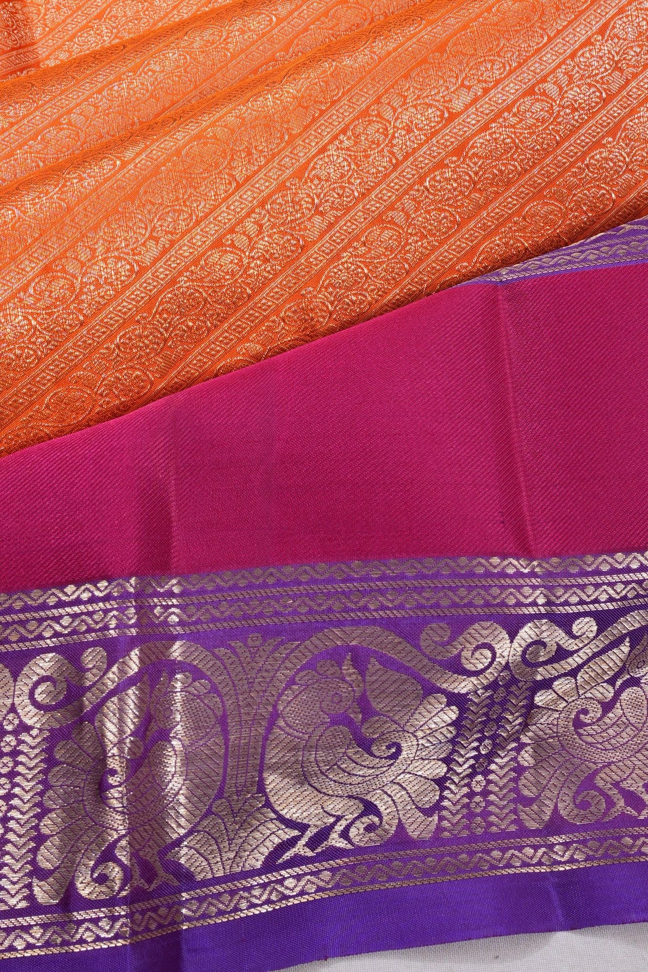 Taranga Kanchi Silk Brocade Orange Saree