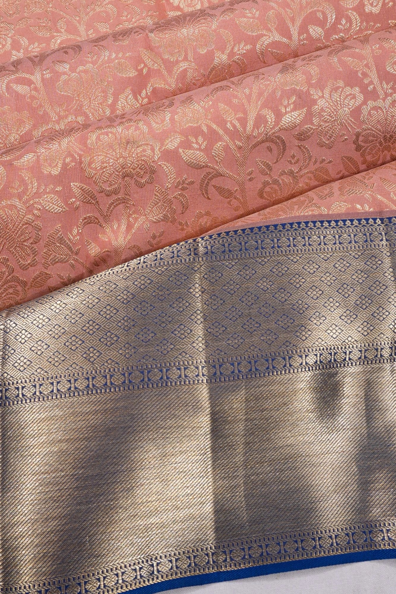 Taranga Kanchi Silk Brocade Pastel Orange Saree