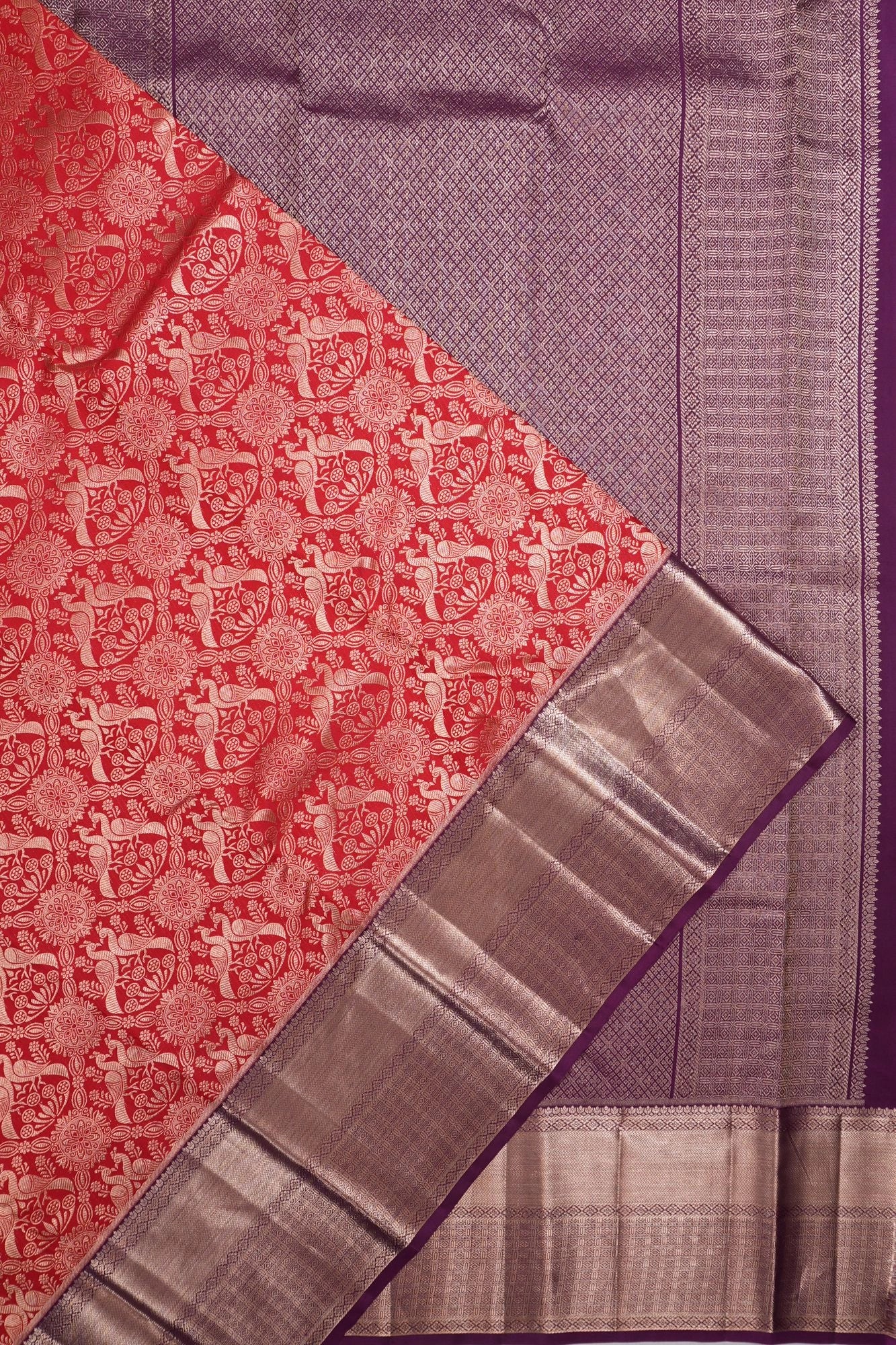 Taranga Kanchi Silk Brocade Red Saree