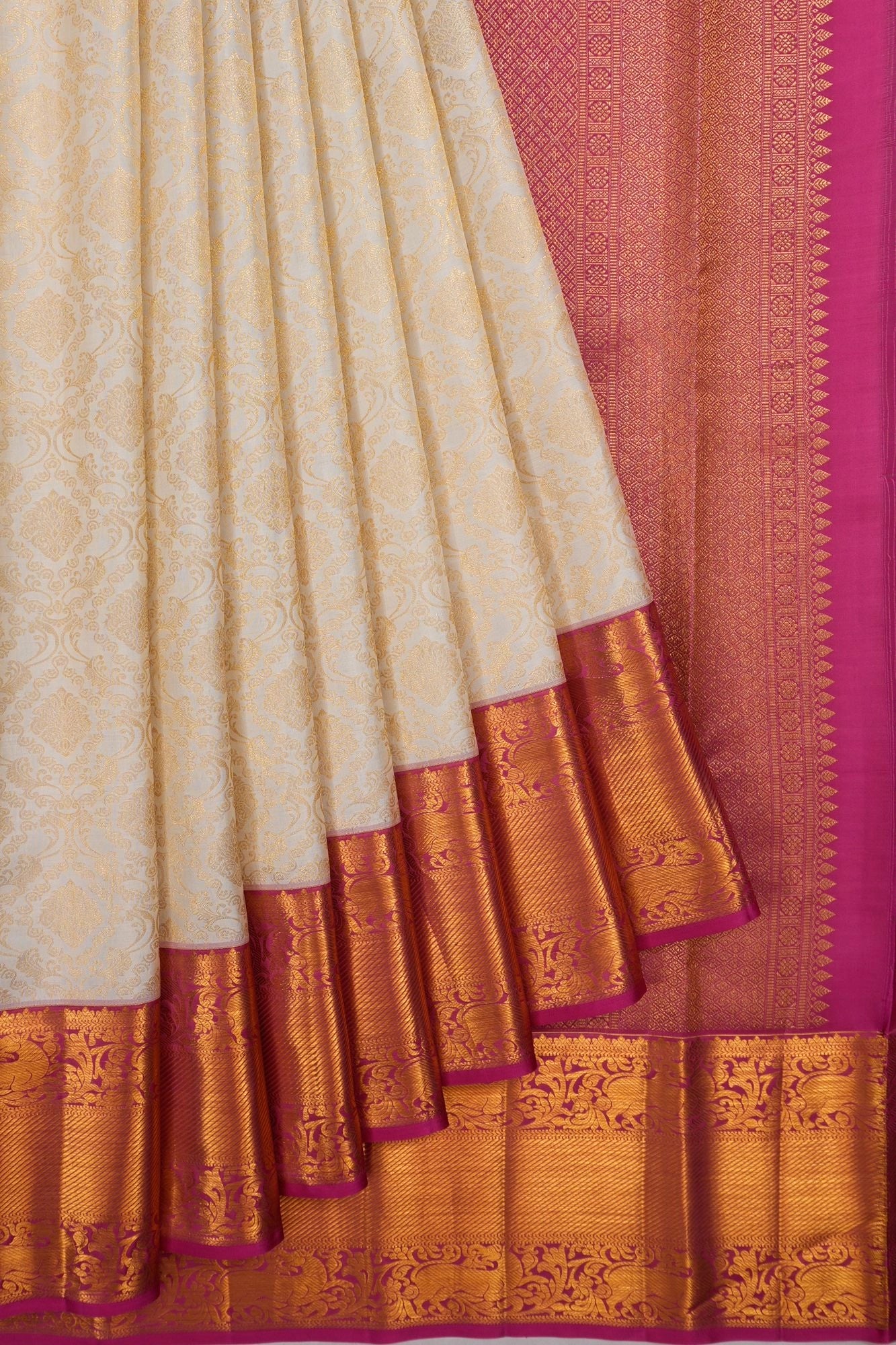 Taranga Kanchi Silk Brocade Off White Saree