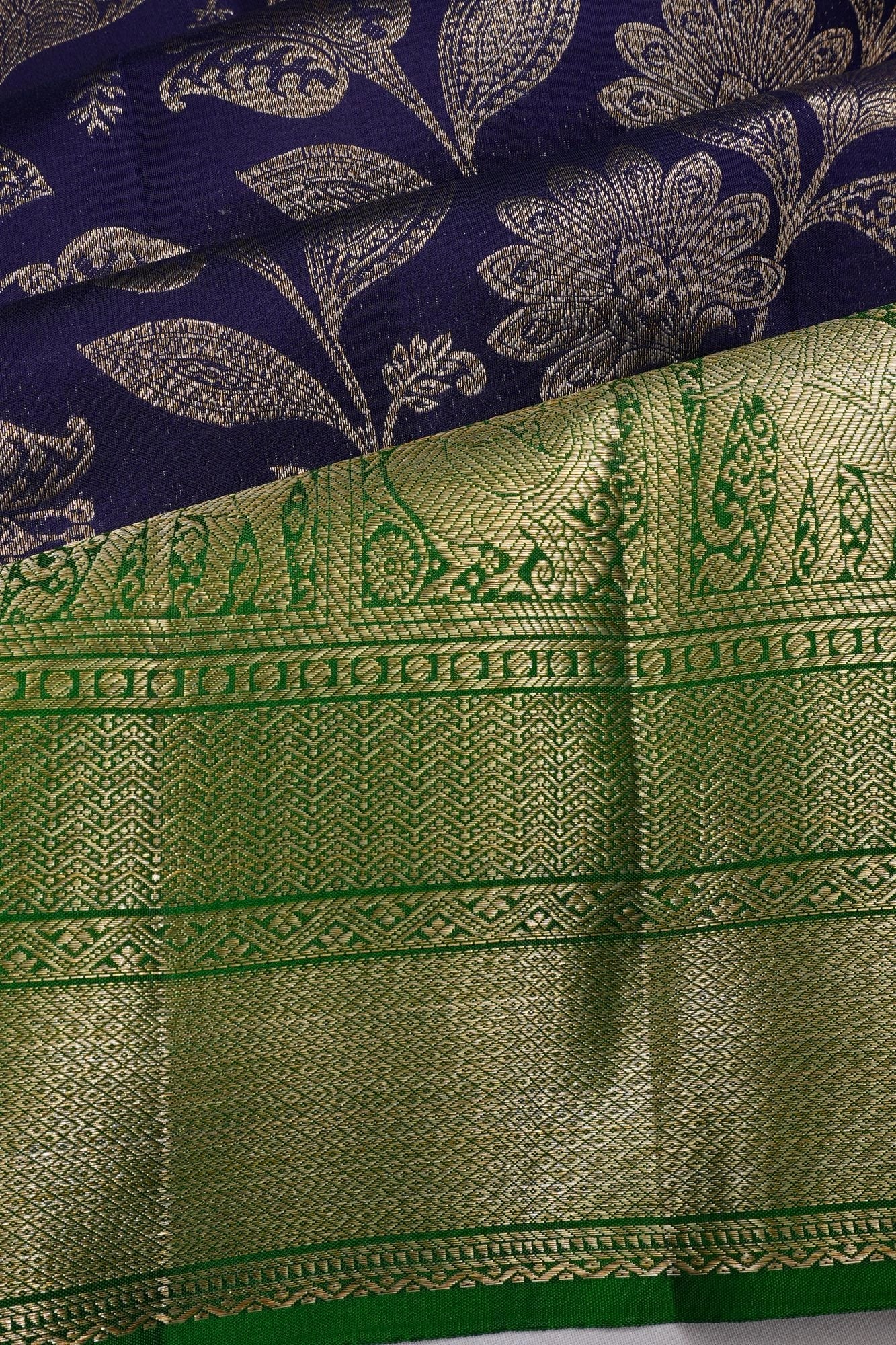 Taranga Kanchi Silk Jaal Navy Blue Saree