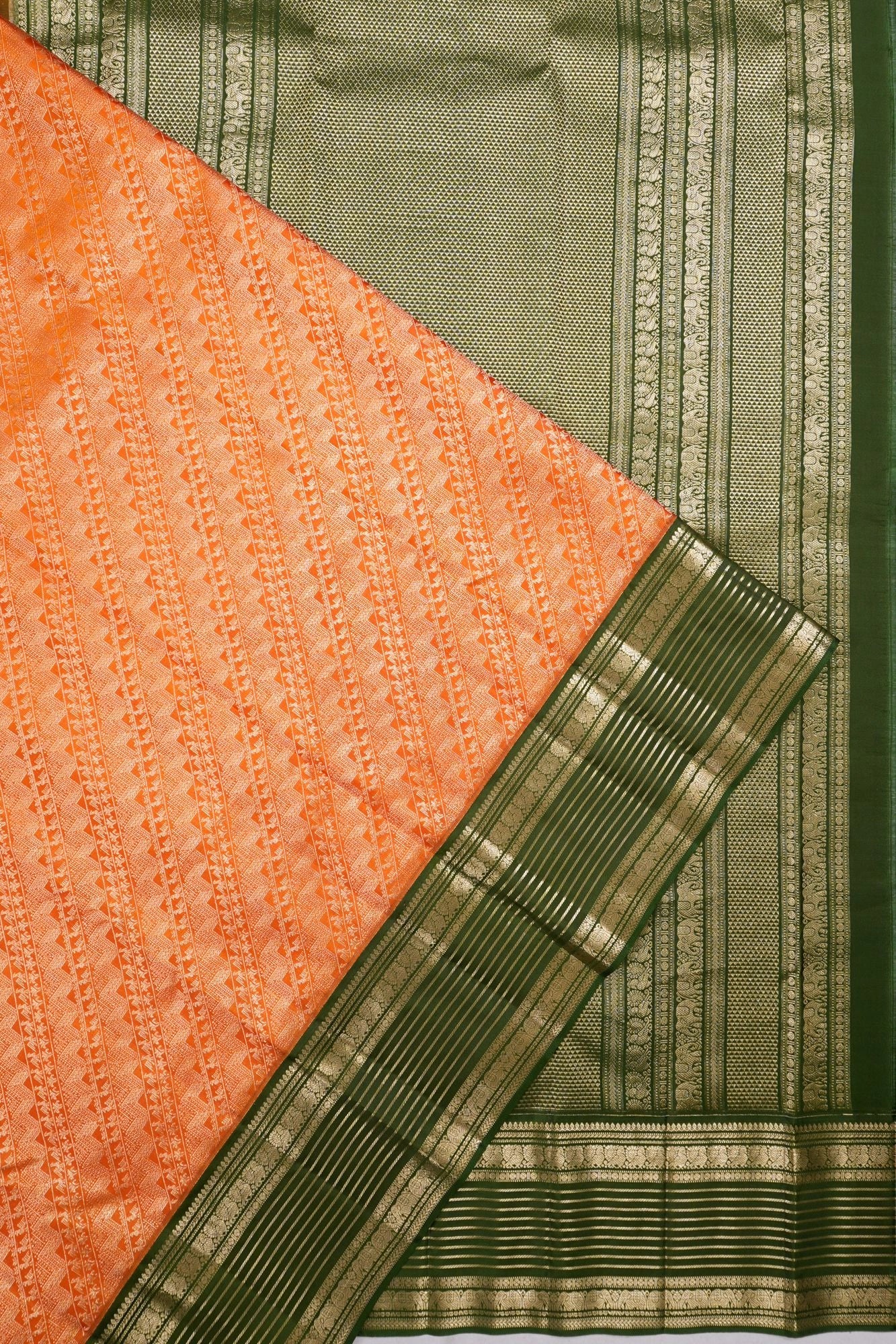 Taranga Kanchi Silk Brocade Orange Saree