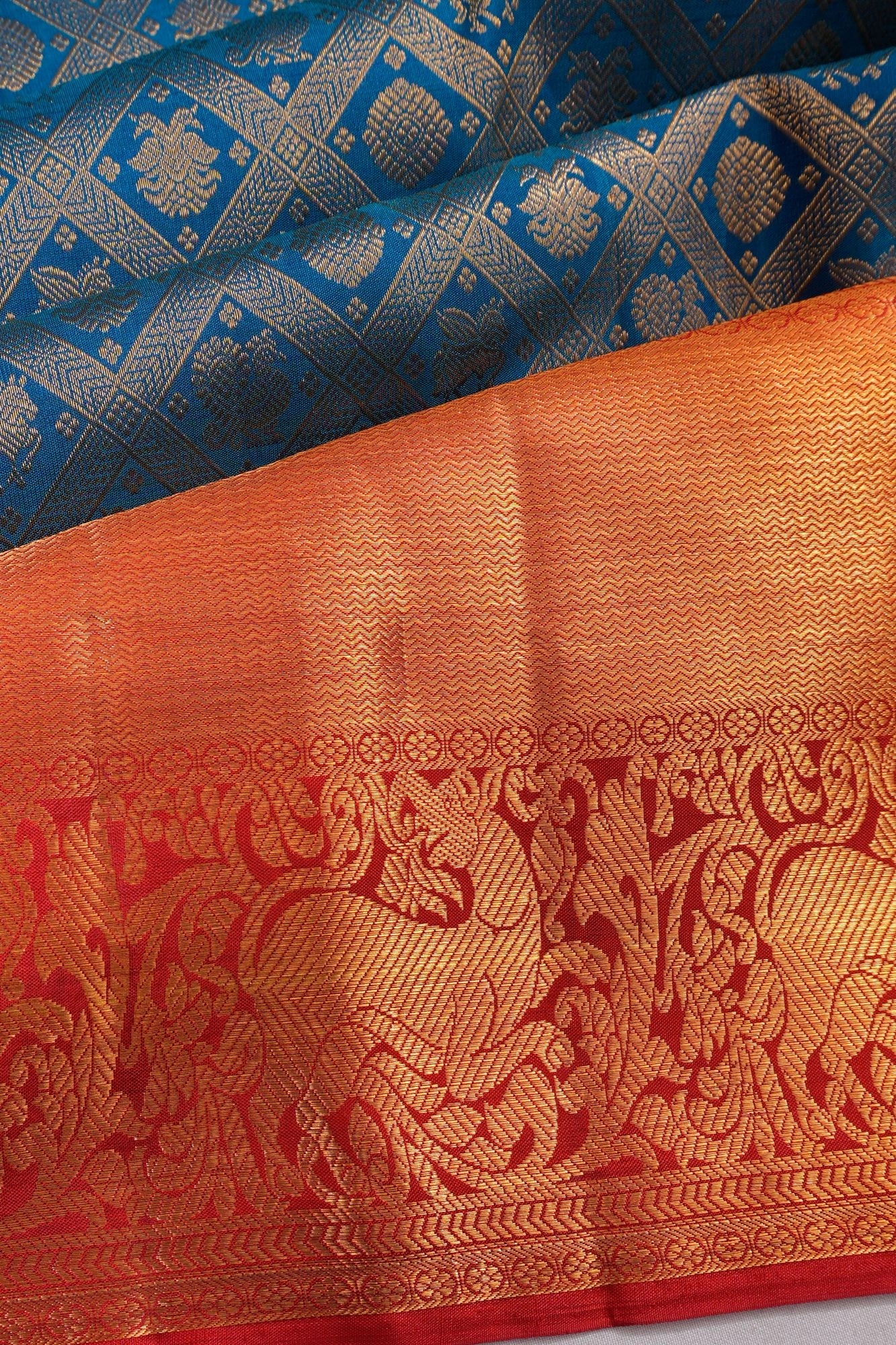 Taranga Kanchi Silk Brocade Teal Blue Saree