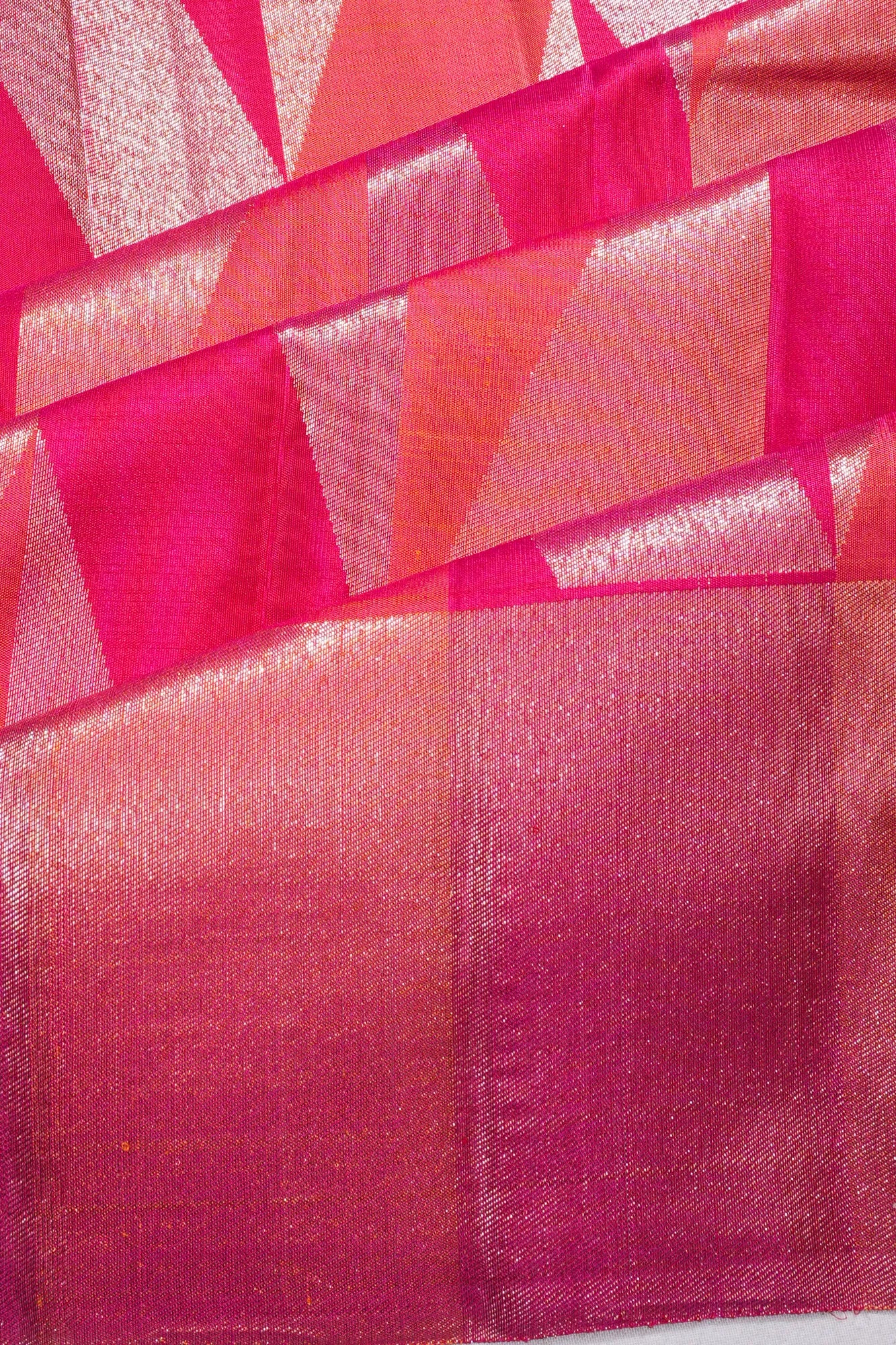 Kanchipuram Silk Brocade Pink And Orange Saree