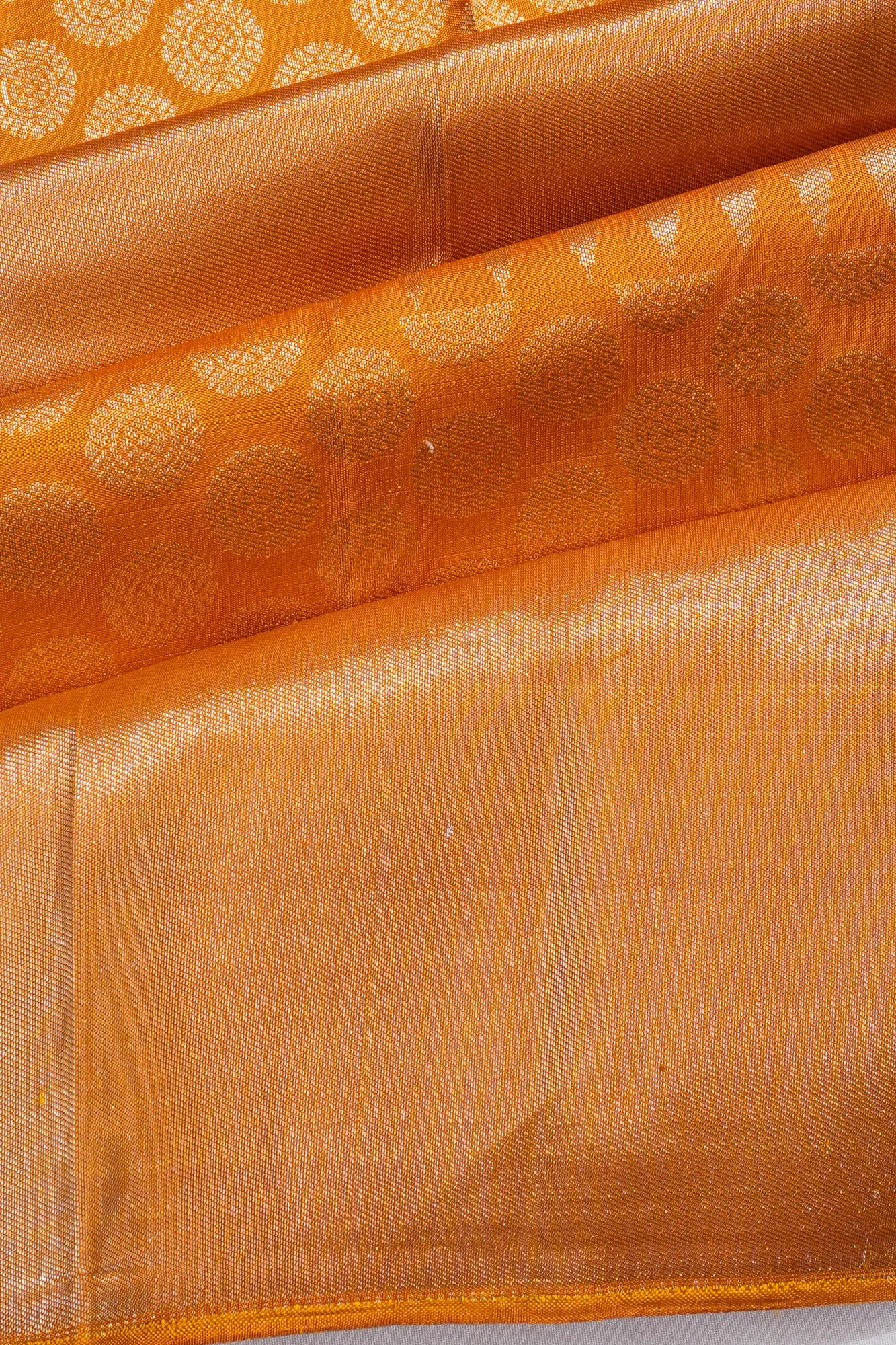 Kanchipuram Silk Kaddi And Brocade Mustard Yellow Saree