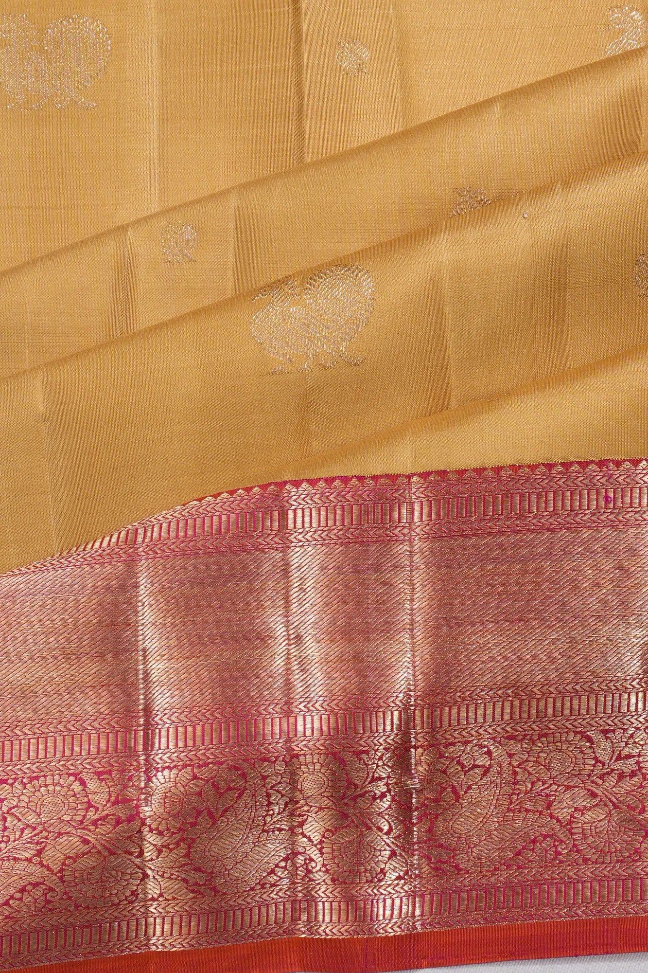 Kanchipuram Silk Butta Yellow Saree