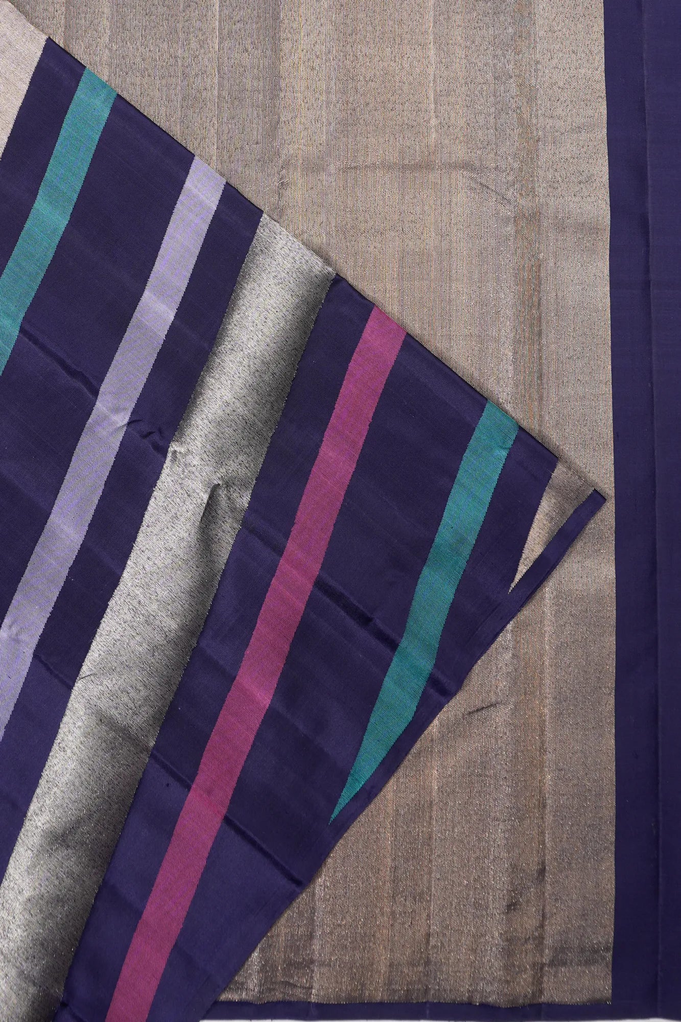 Kanchipuram Silk Brocade Dark Blue Saree