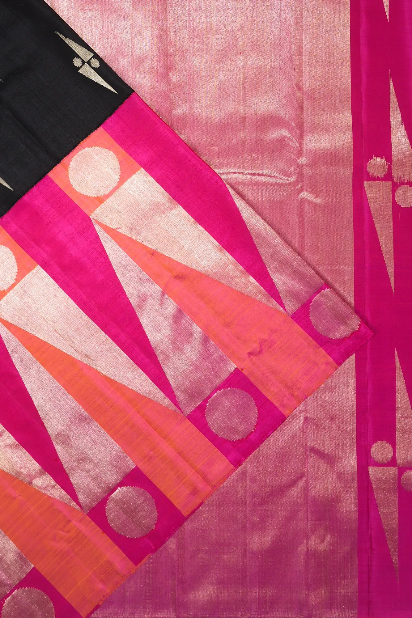 Kanchipuram Silk Butta Black Saree With Very Big Border